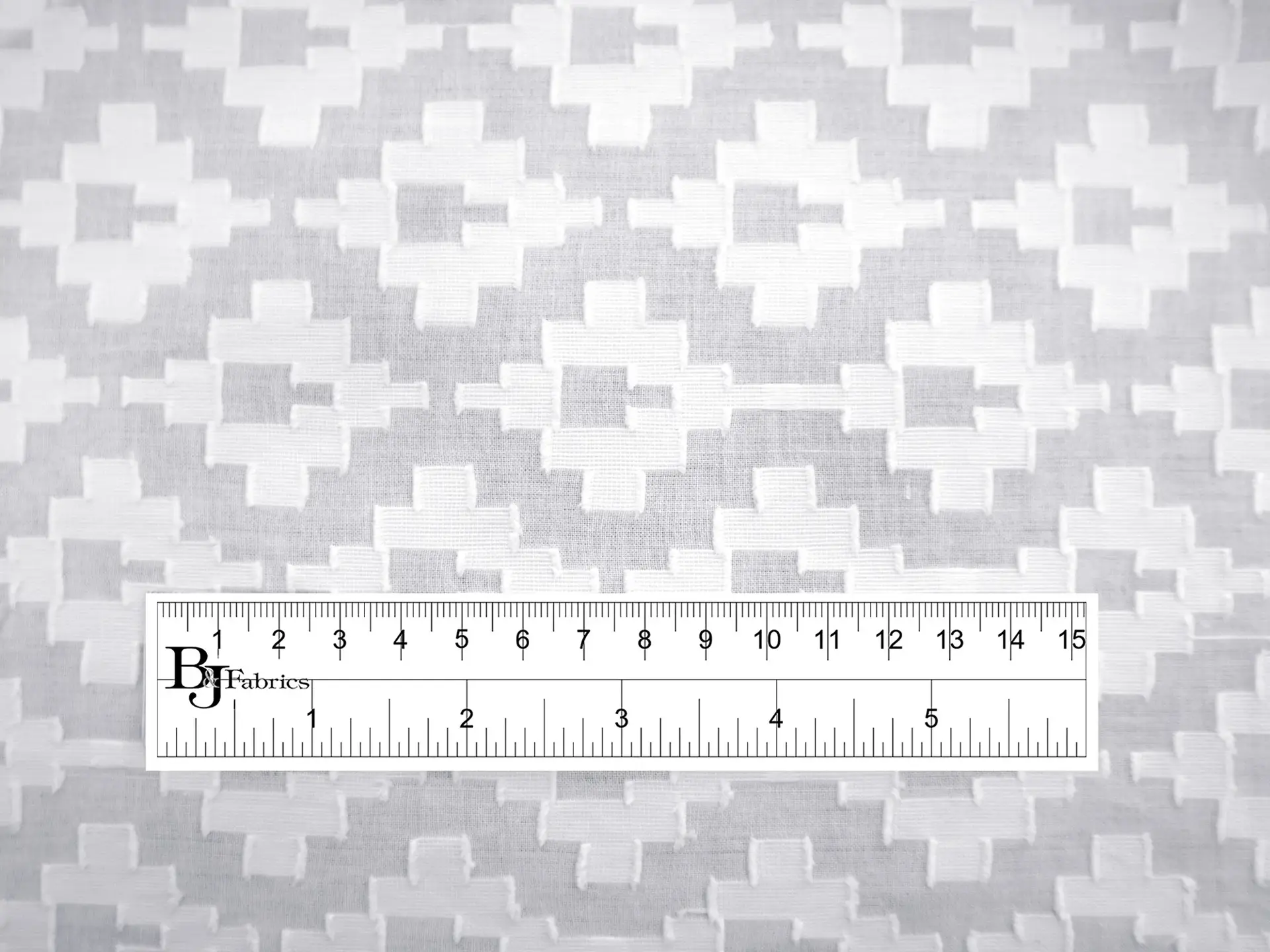 Cotton Novelty Fil Coupe in White with Geometric Pattern