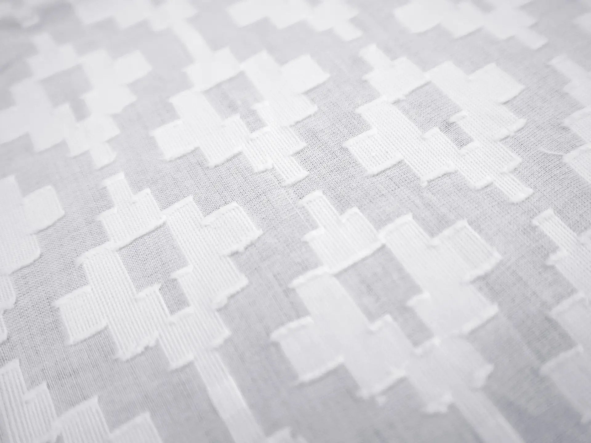 Cotton Novelty Fil Coupe in White with Geometric Pattern