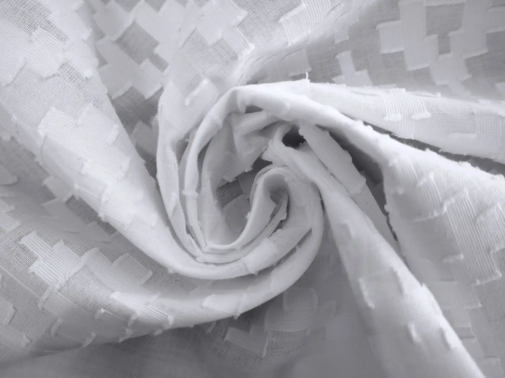Cotton Novelty Fil Coupe in White with Geometric Pattern