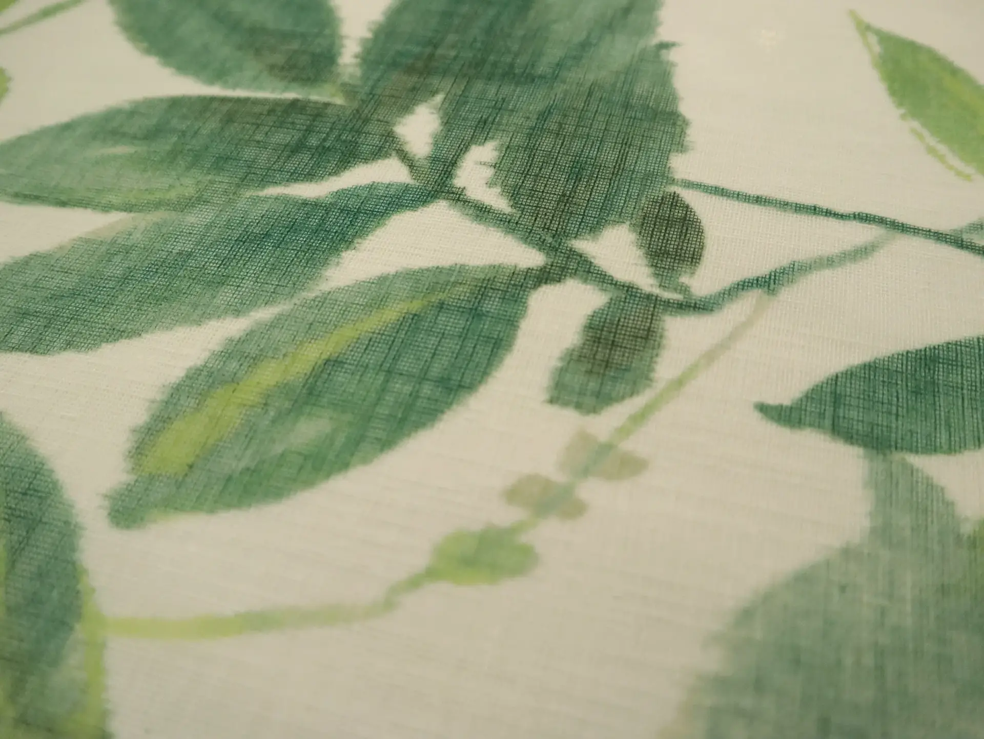 Polyester Gauze with Tropical Leaves Print 