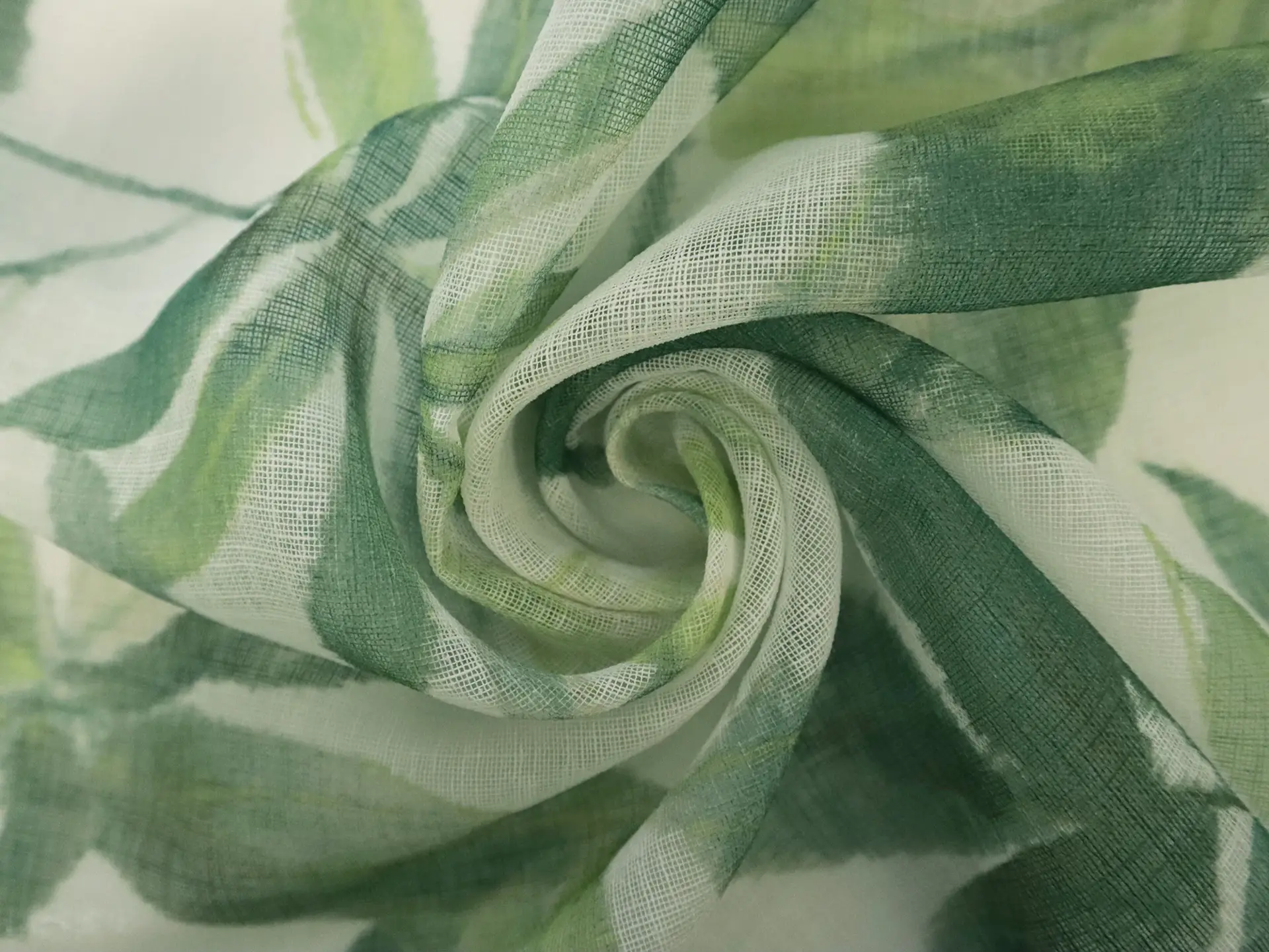 Polyester Gauze with Tropical Leaves Print 