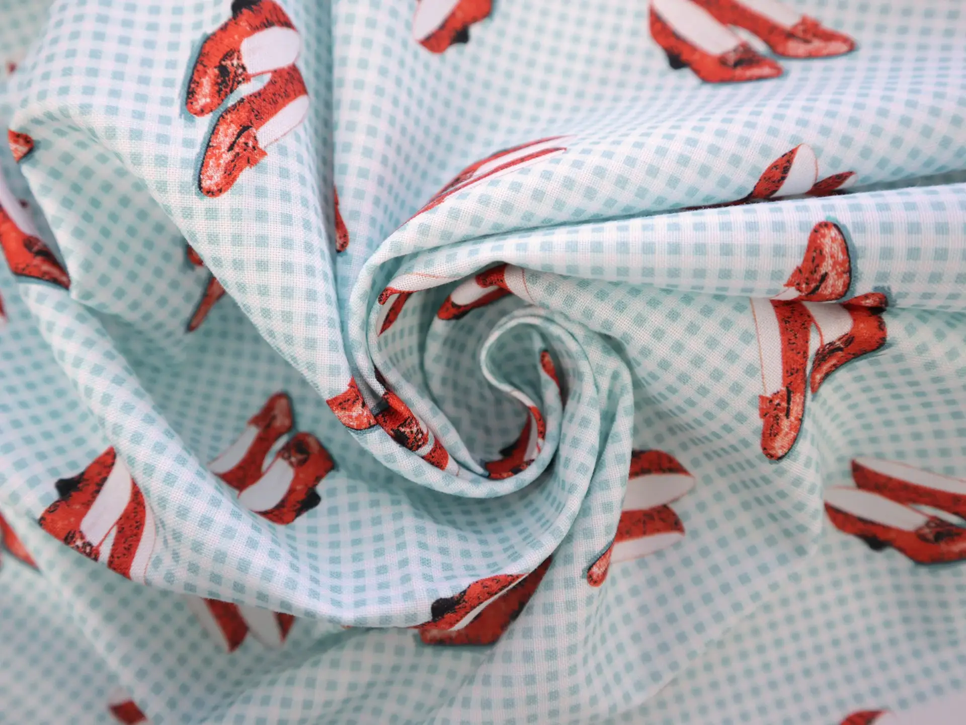 Cotton Broadcloth with Dorothy's Slippers Print