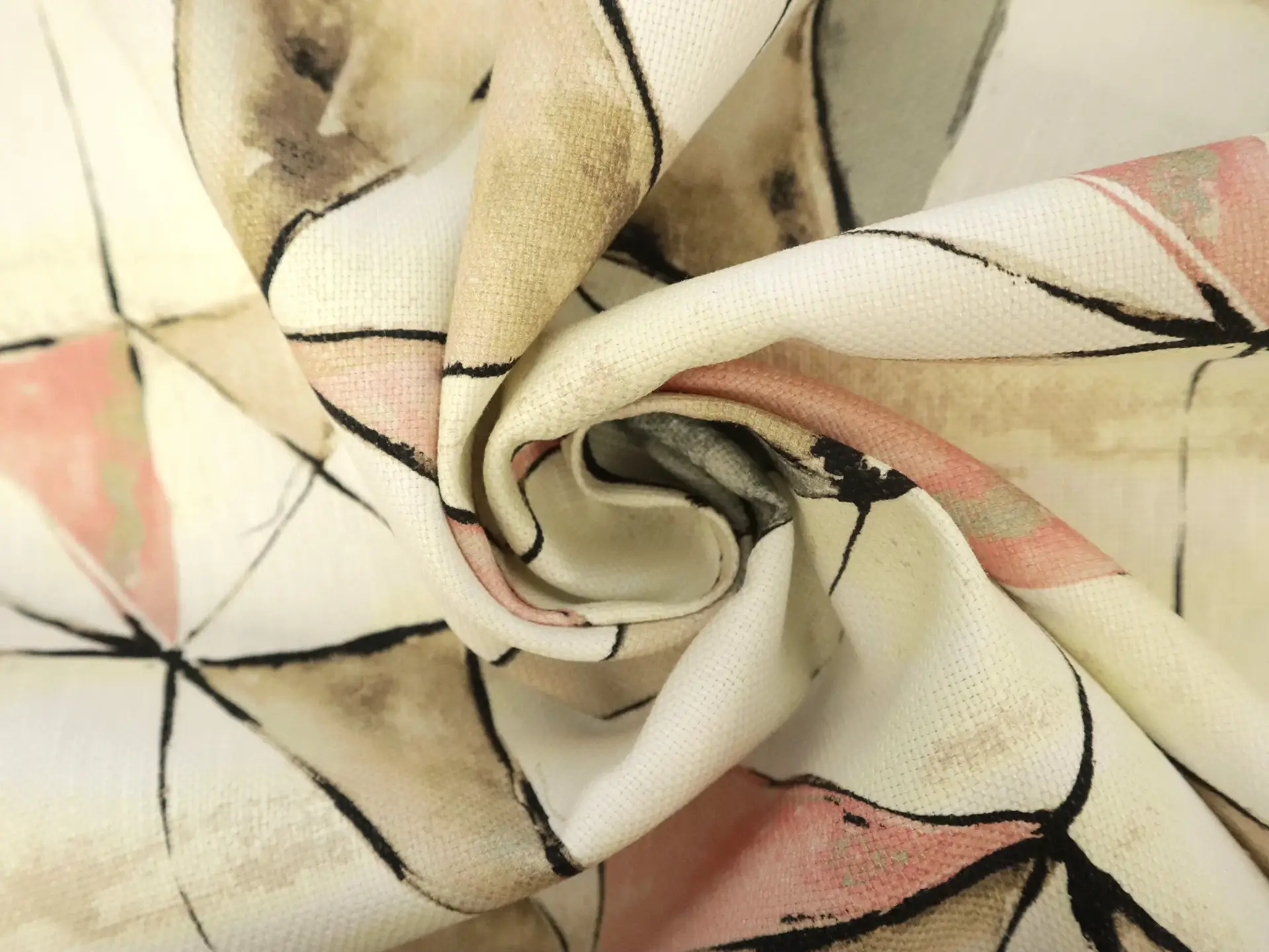 Linen and Cotton Upholstery with Stained Glass Print