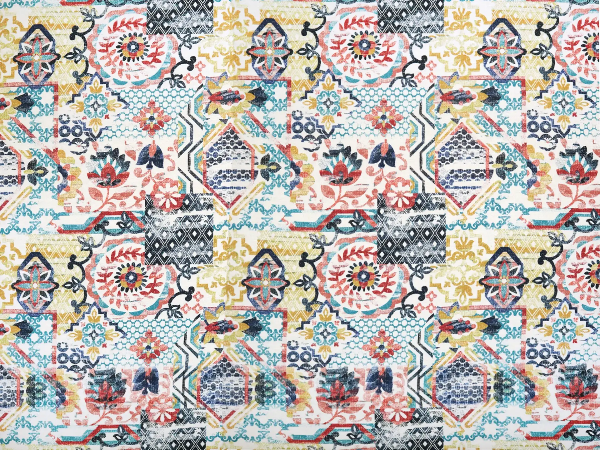 Upholstery with Mediterranean Tile Collage Print