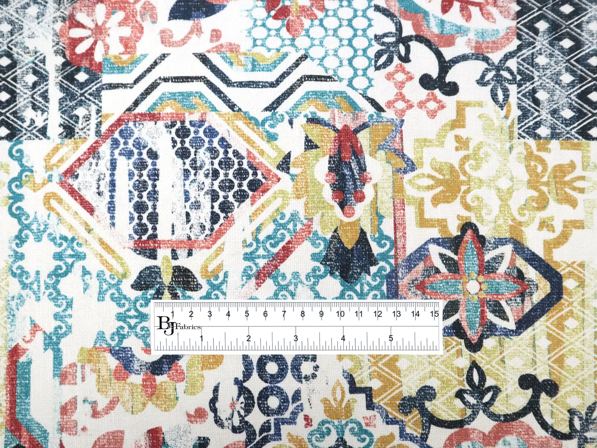 Upholstery with Mediterranean Tile Collage Print
