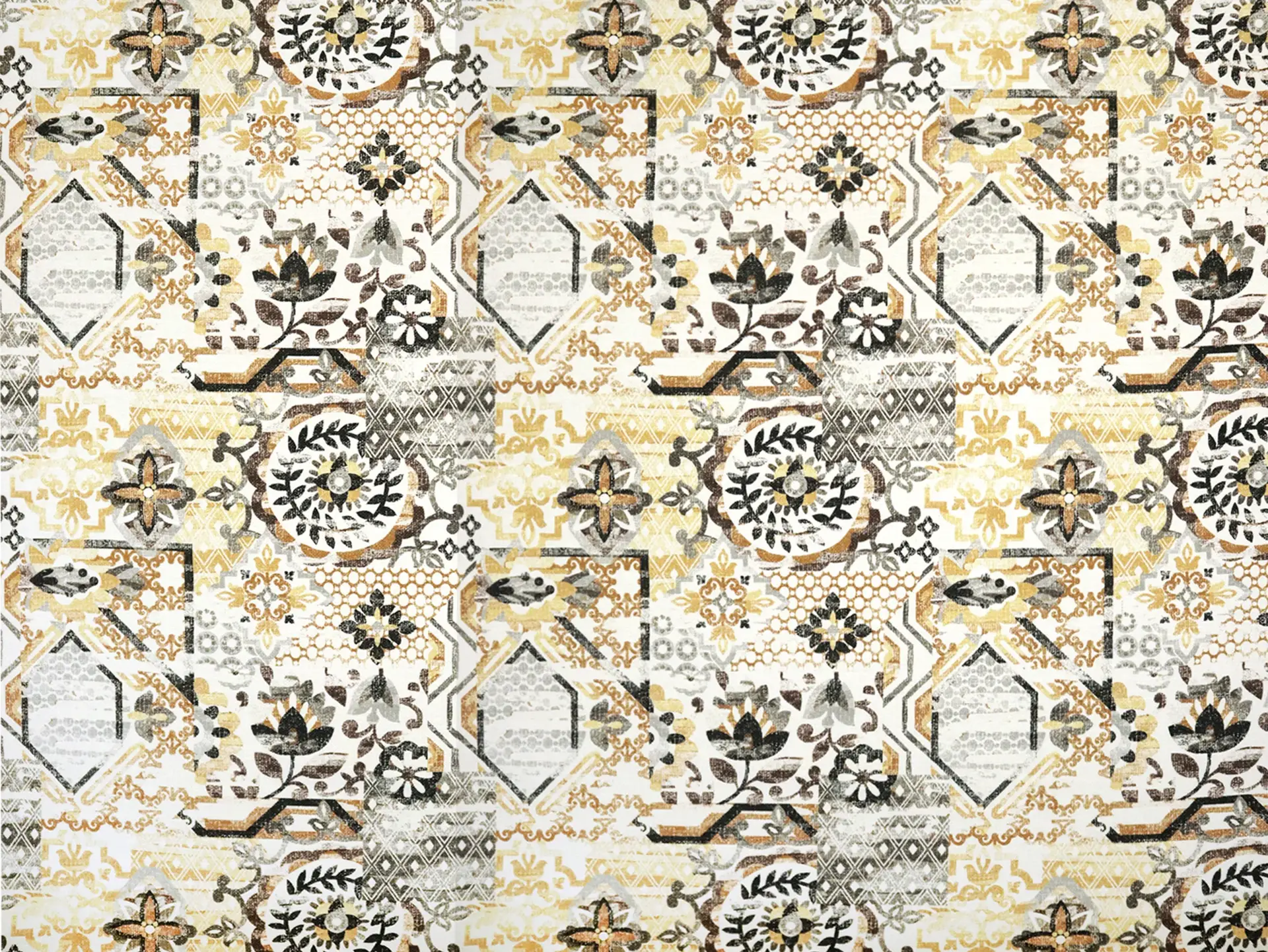 Upholstery with Mediterranean Tile Collage Print