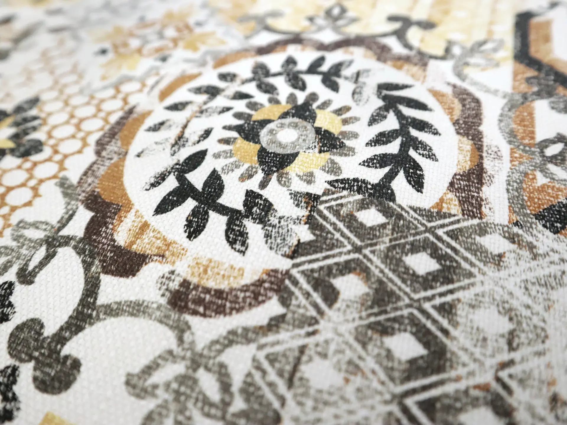 Upholstery with Mediterranean Tile Collage Print