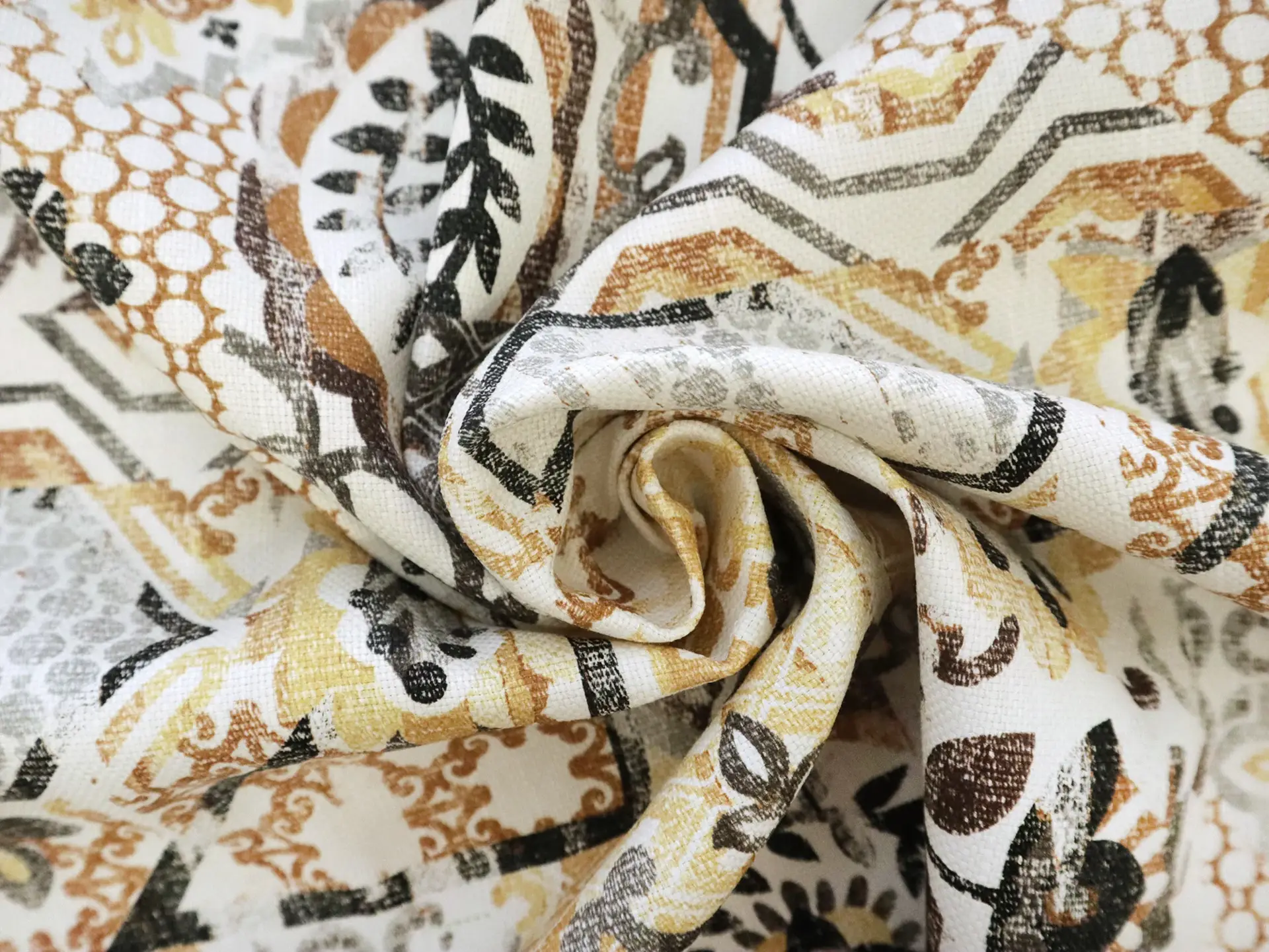 Upholstery with Mediterranean Tile Collage Print