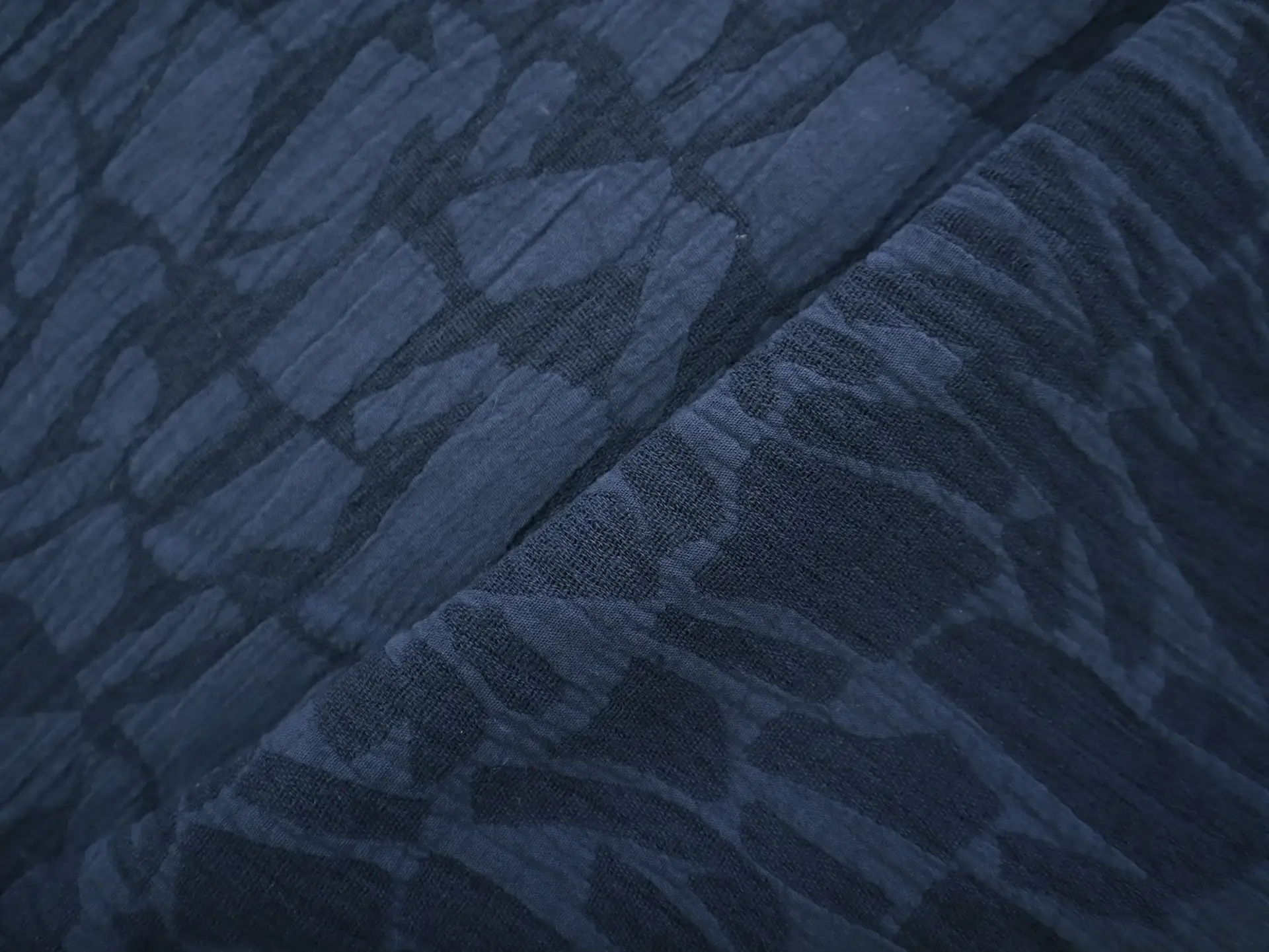 Cotton Blend Doublefaced Brocade in Navy