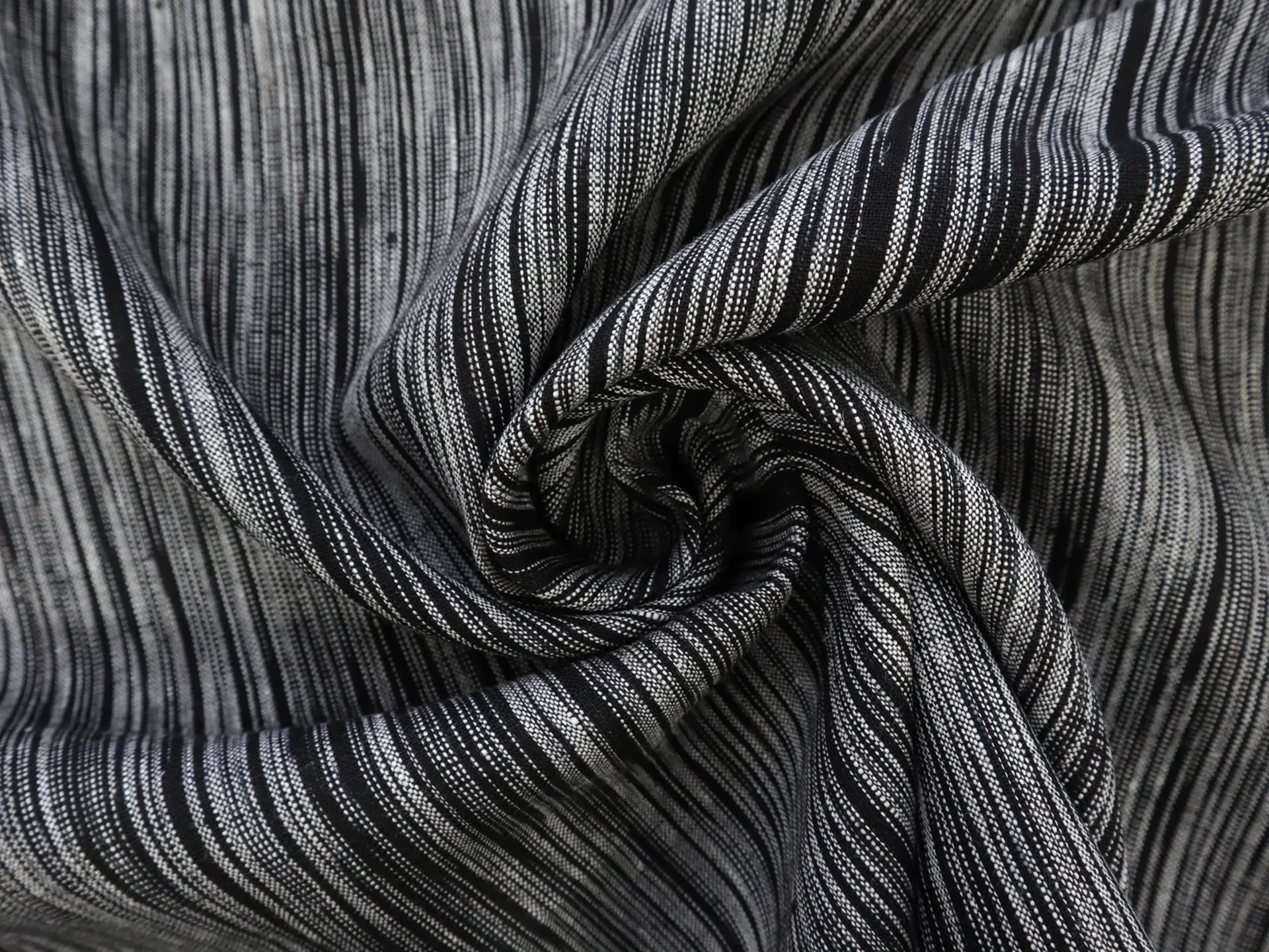 Woven Linen Novelty Stripe in Phantom Black