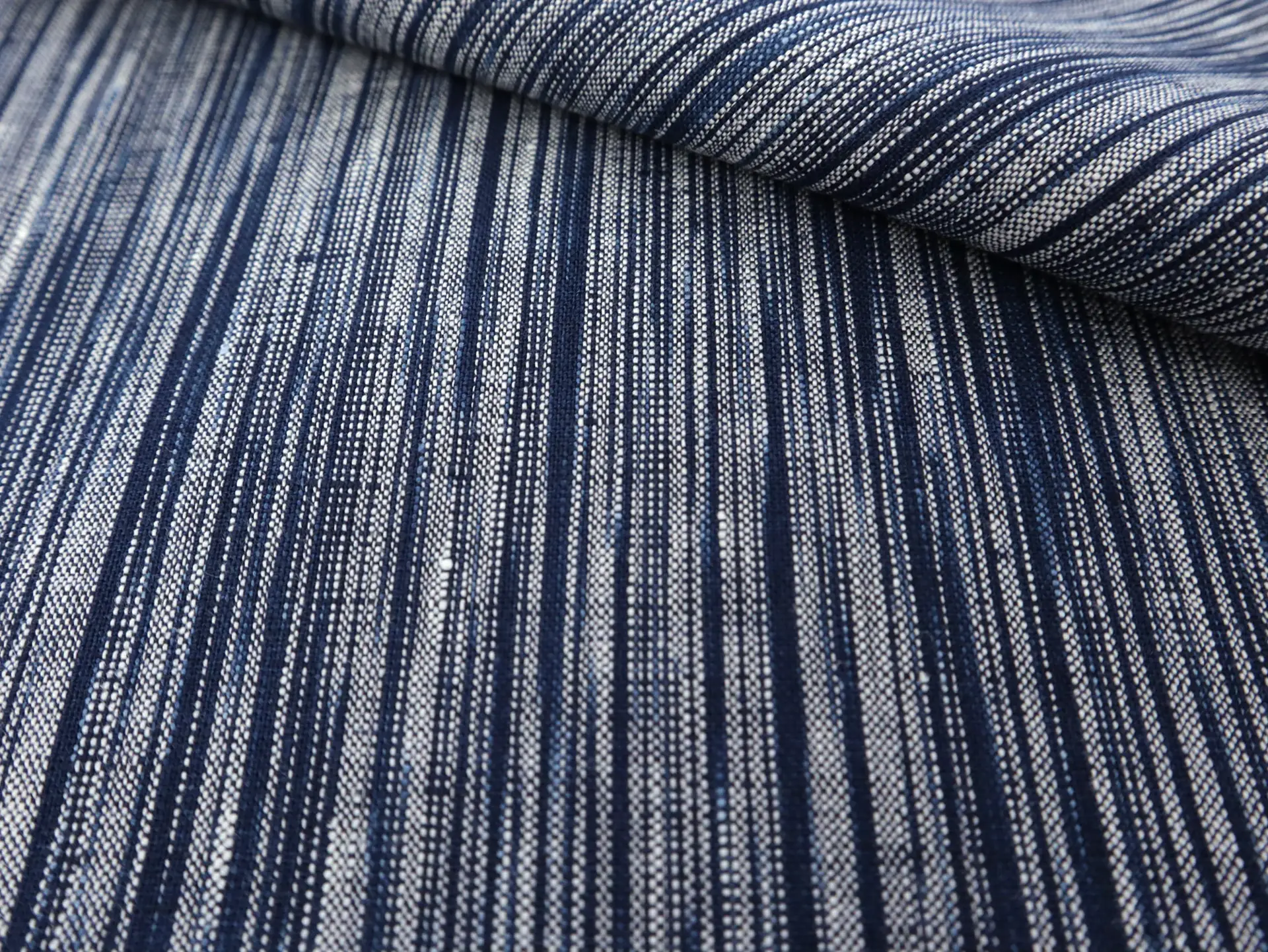 Woven Linen Novelty Stripe in Zenith Blue
