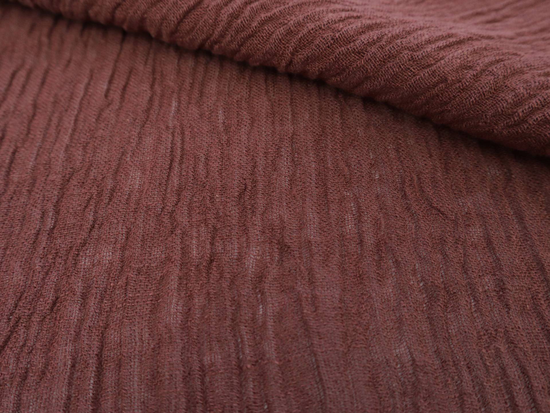 Crinkled Linen Gauze in Dark Terracotta