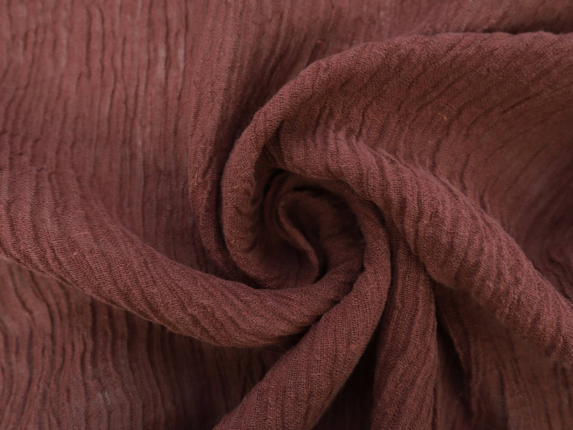 Crinkled Linen Gauze in Dark Terracotta