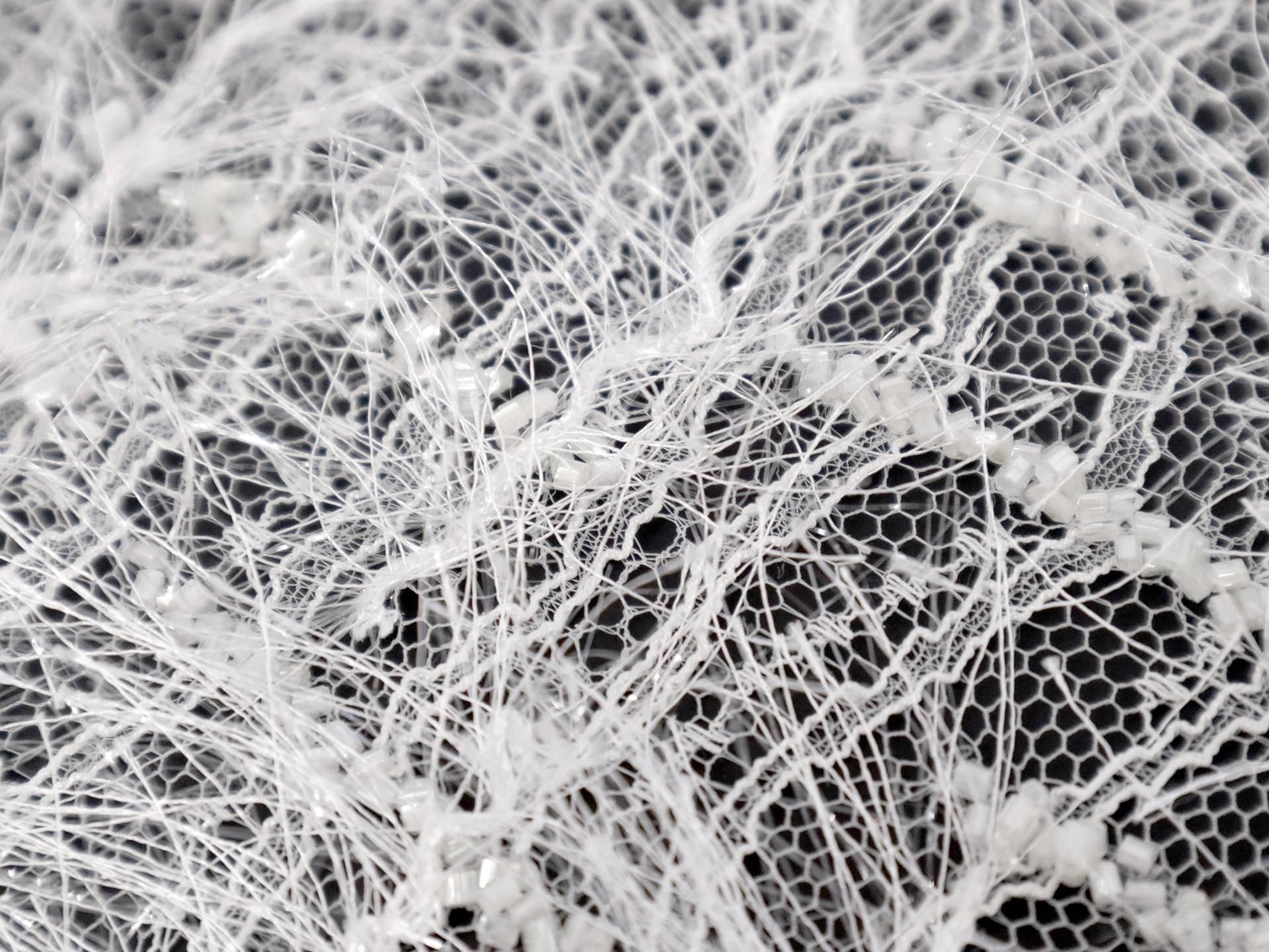 Novelty Fringe and Bugle Beads on Netting in White