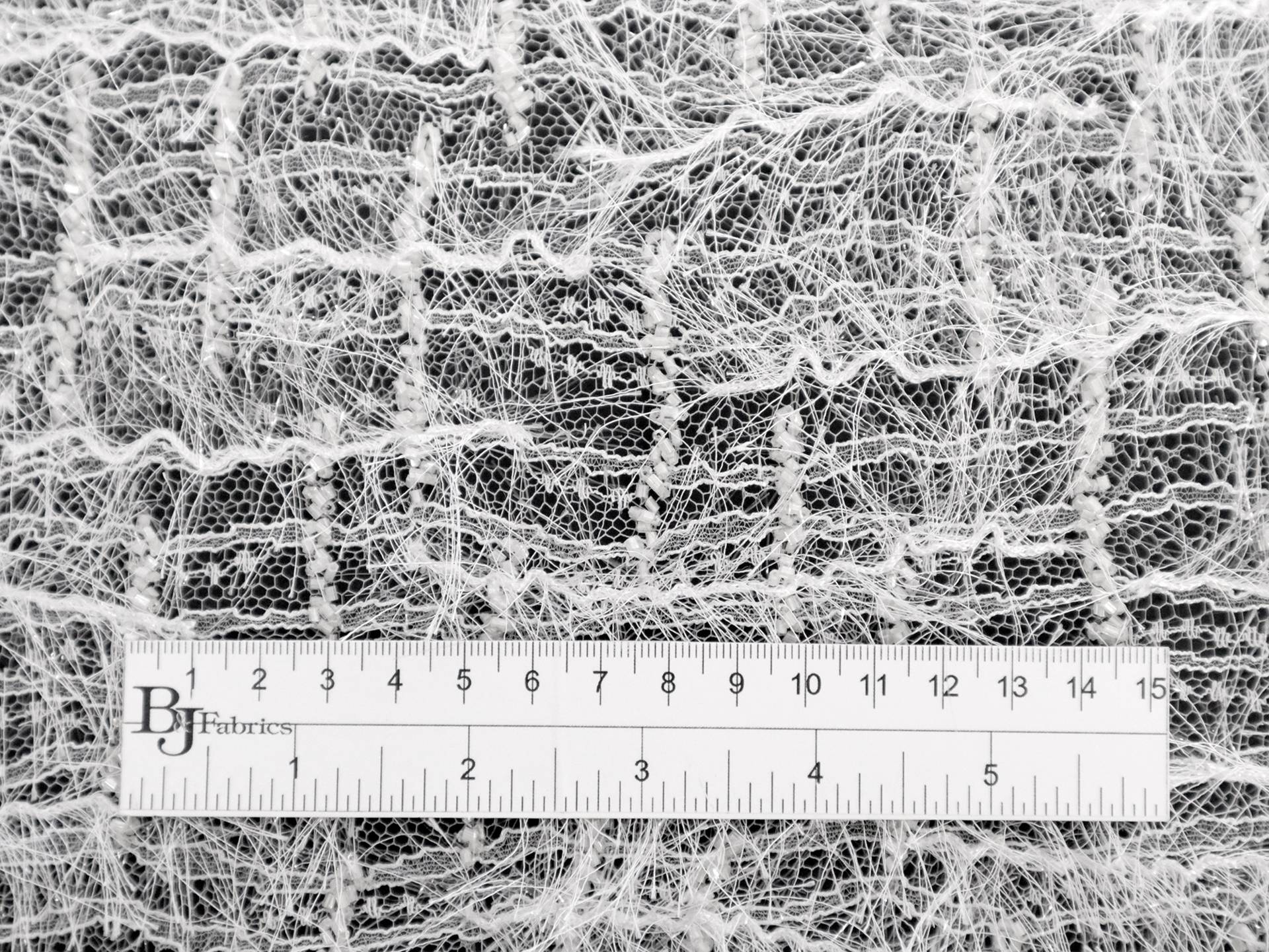 Novelty Fringe and Bugle Beads on Netting in White