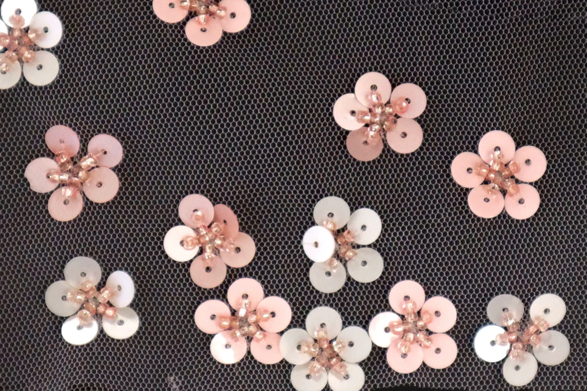 Novelty Sequined Flowers on Blush Tulle