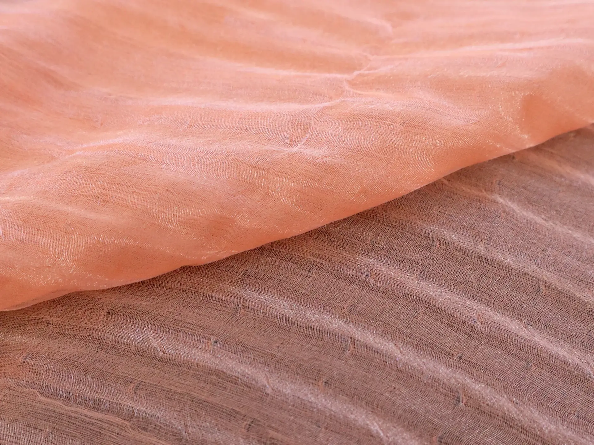 Silk Blend Lurex Chiffon Cloqué in Peach