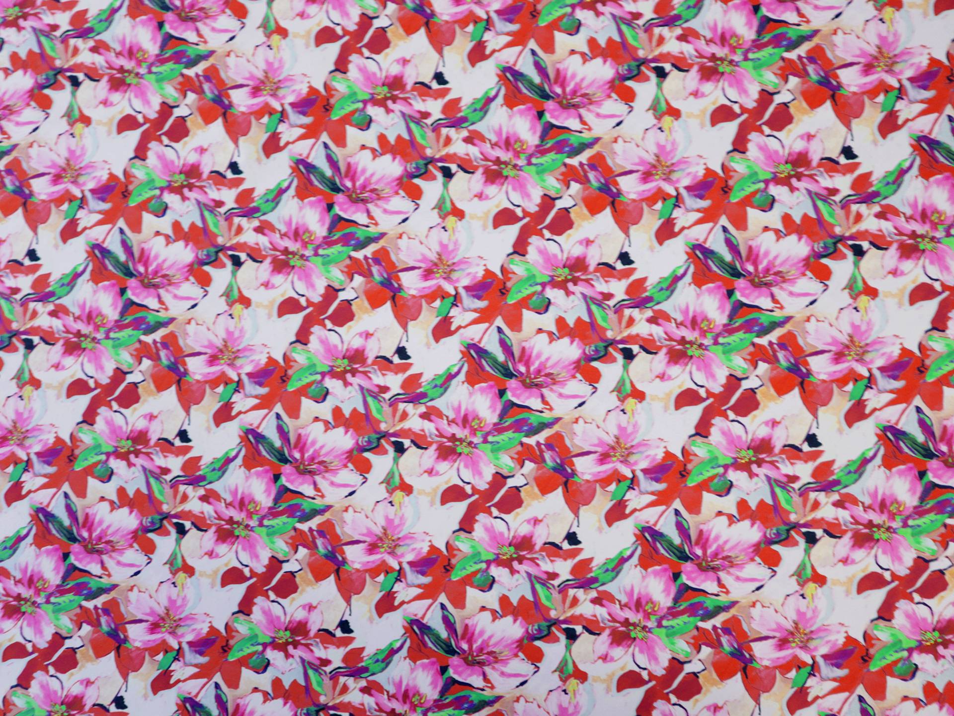 Printed Silk Crepe-Back Satin with Floral Pattern