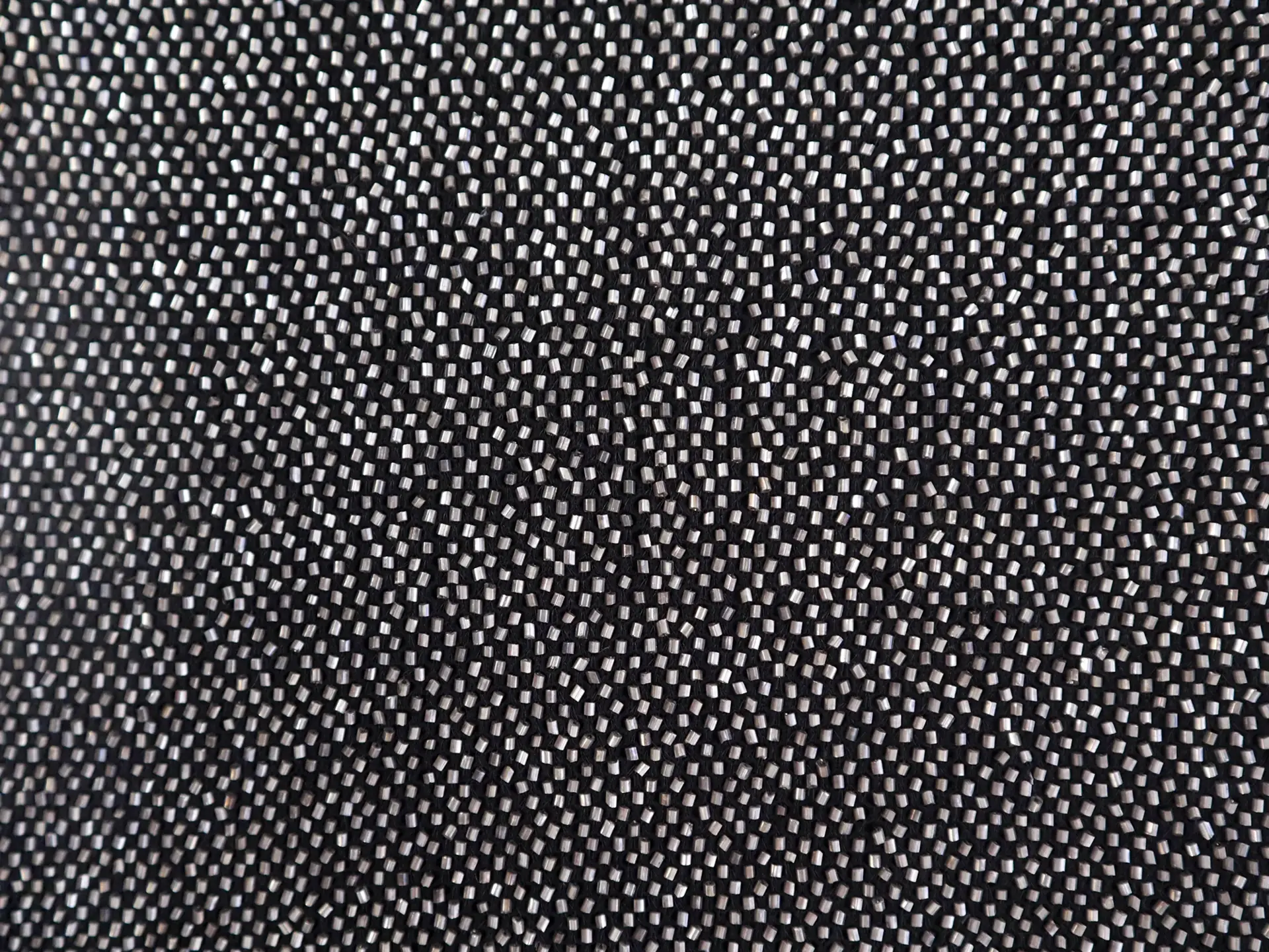 Bugle Beads on Cotton Mesh in Silver