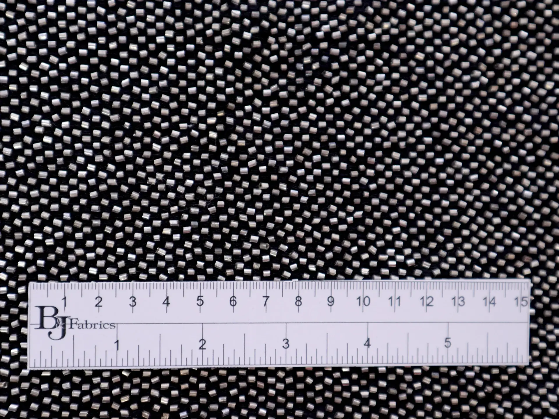 Bugle Beads on Cotton Mesh in Silver