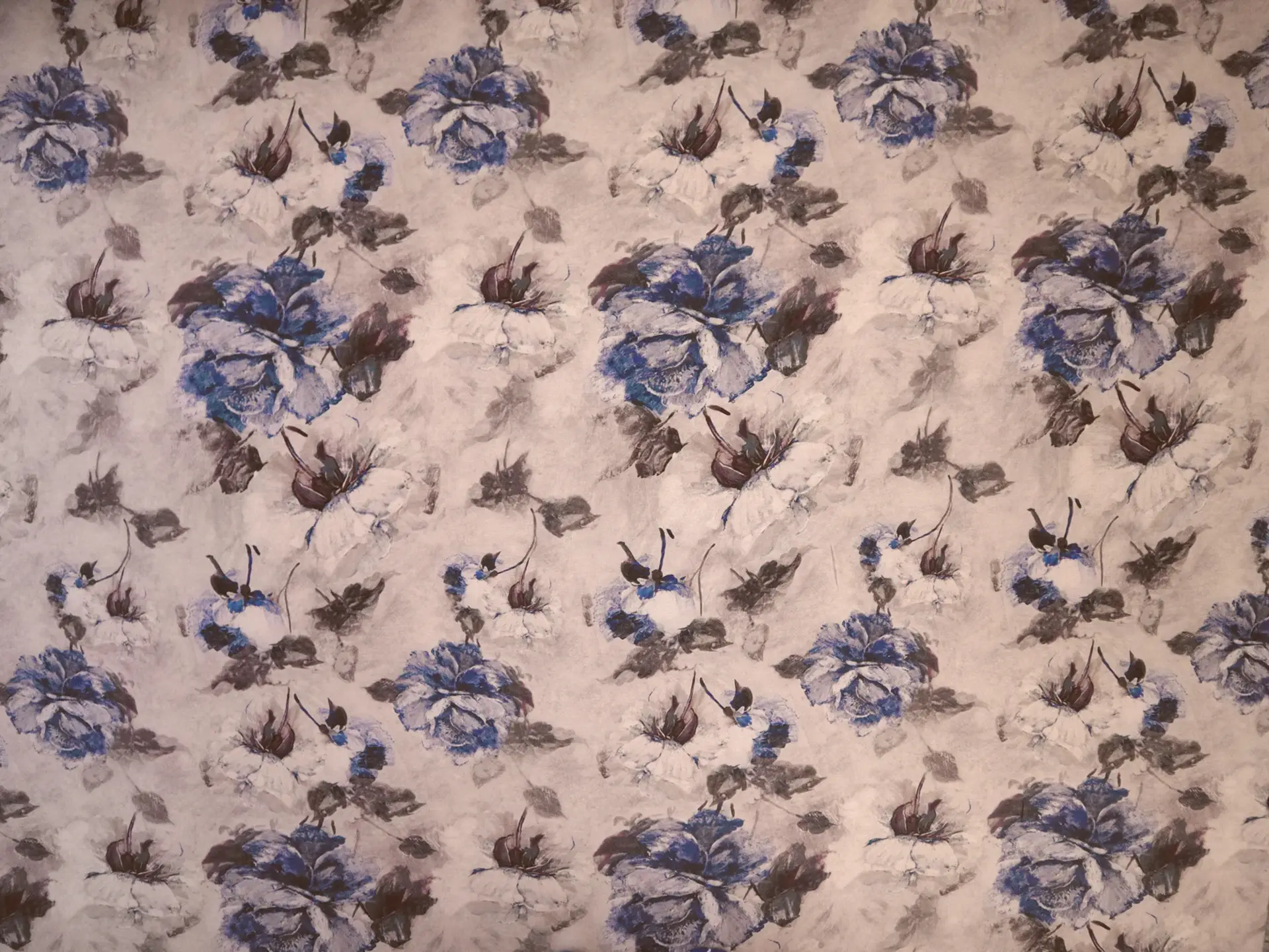 Printed Silk and Wool Crepe with Floral Pattern