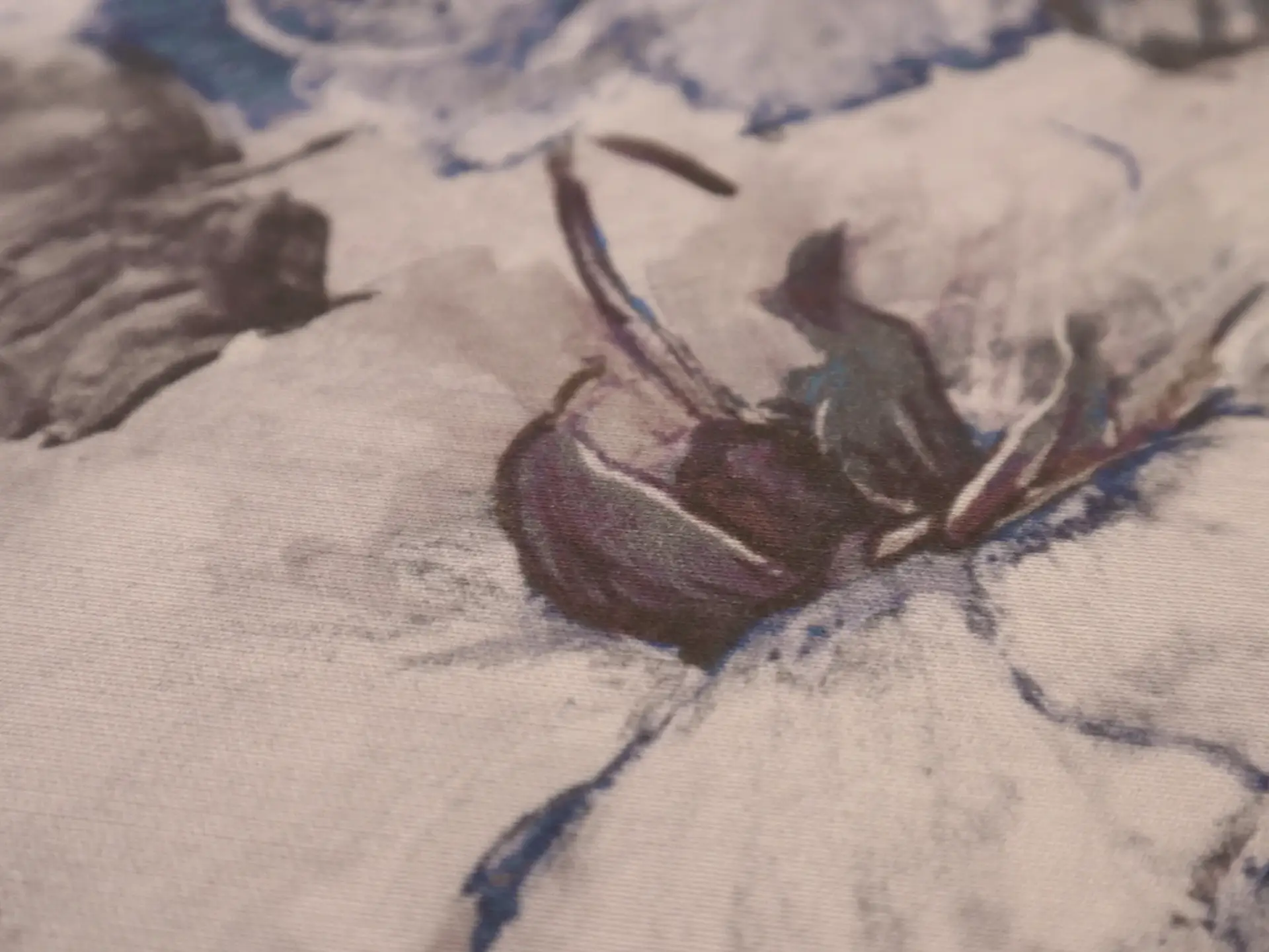 Printed Silk and Wool Crepe with Floral Pattern