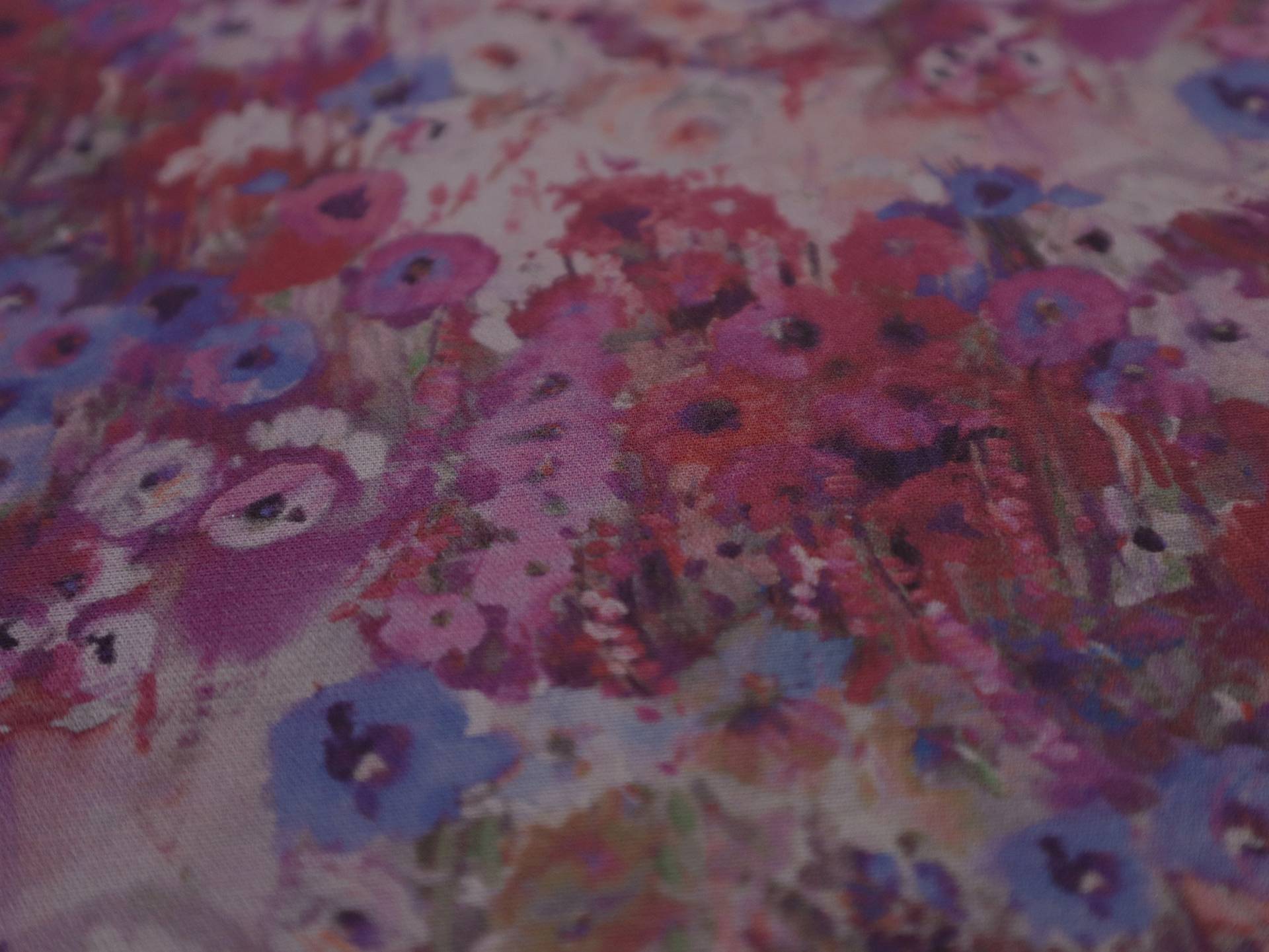 Printed Silk and Wool Crepe with Floral Pattern
