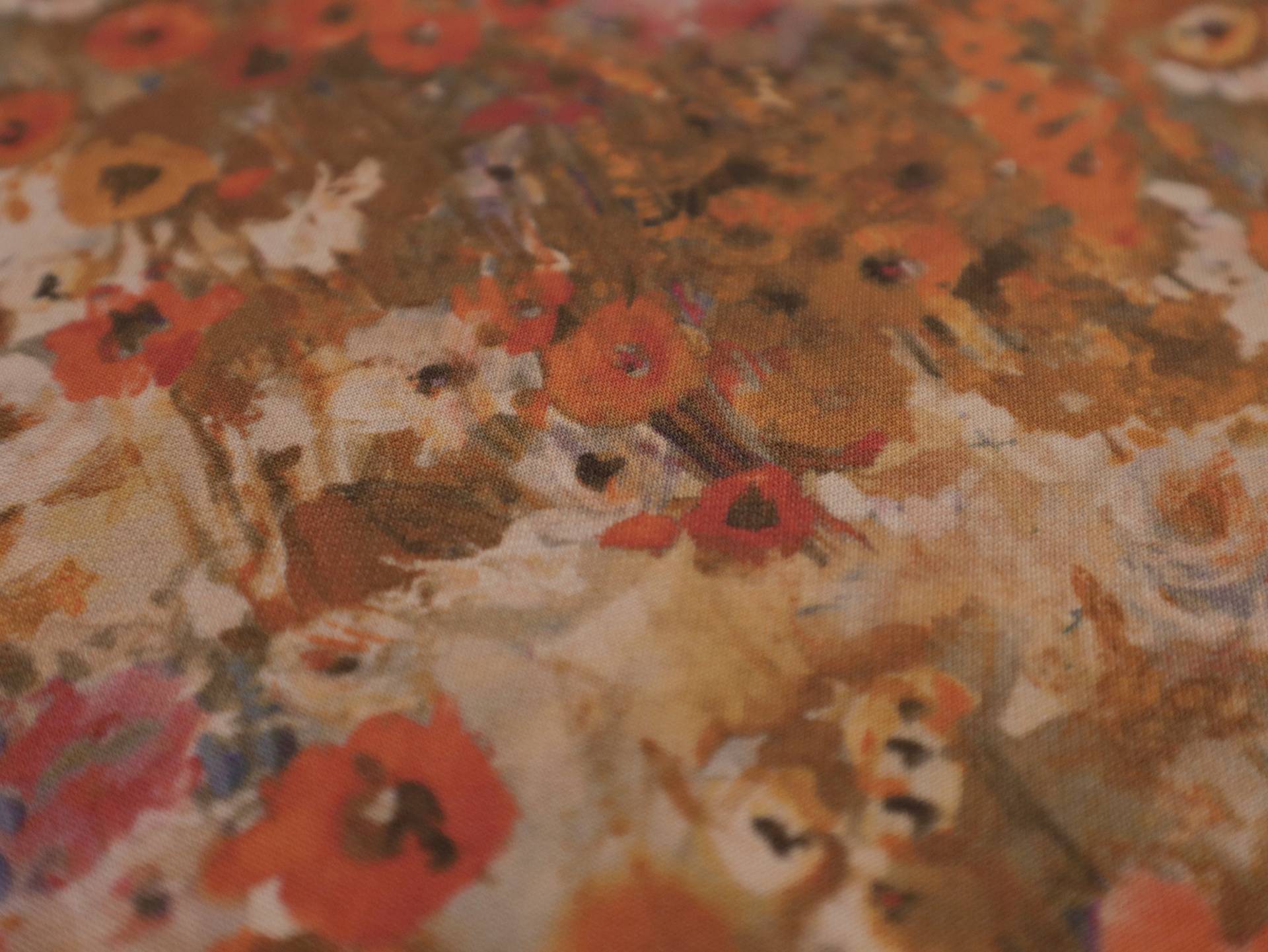 Printed Silk and Wool Crepe with Floral Pattern