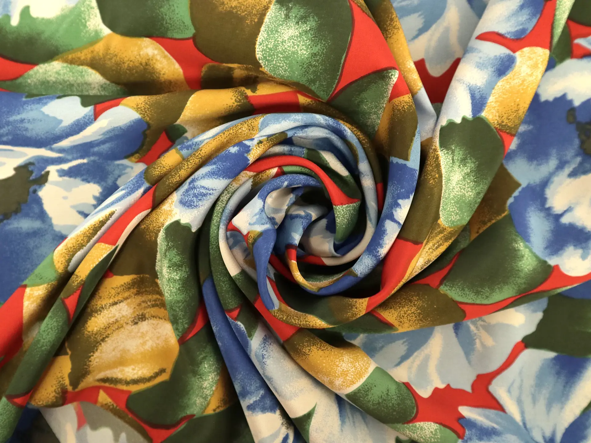 Printed Silk Crepe with Vibrant Florals