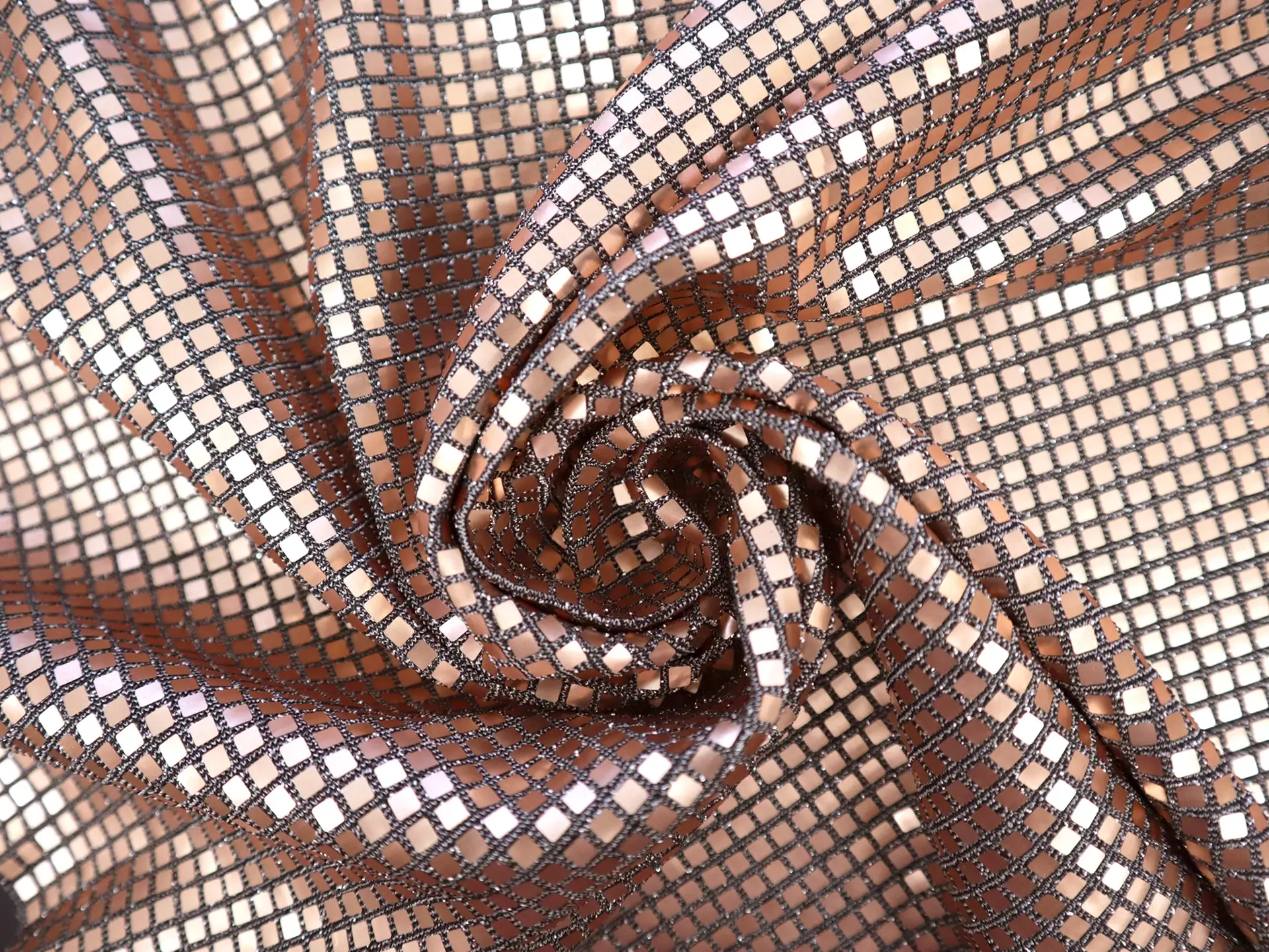 Jersey Knit with Petite Metallic Squares in Copper