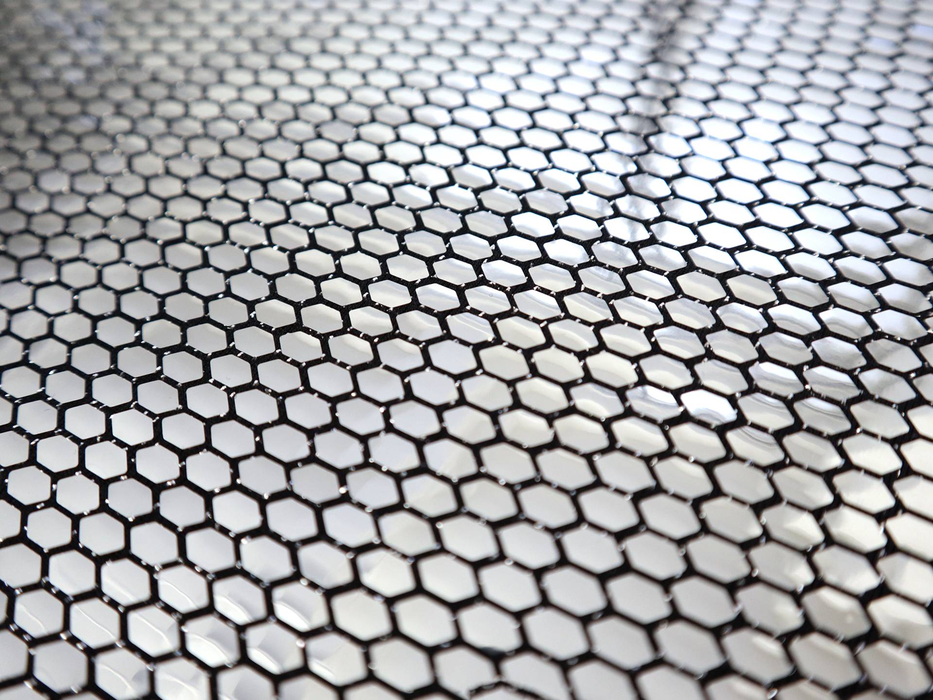 Metallic Silver Hexagons on Rayon Blend Jersey