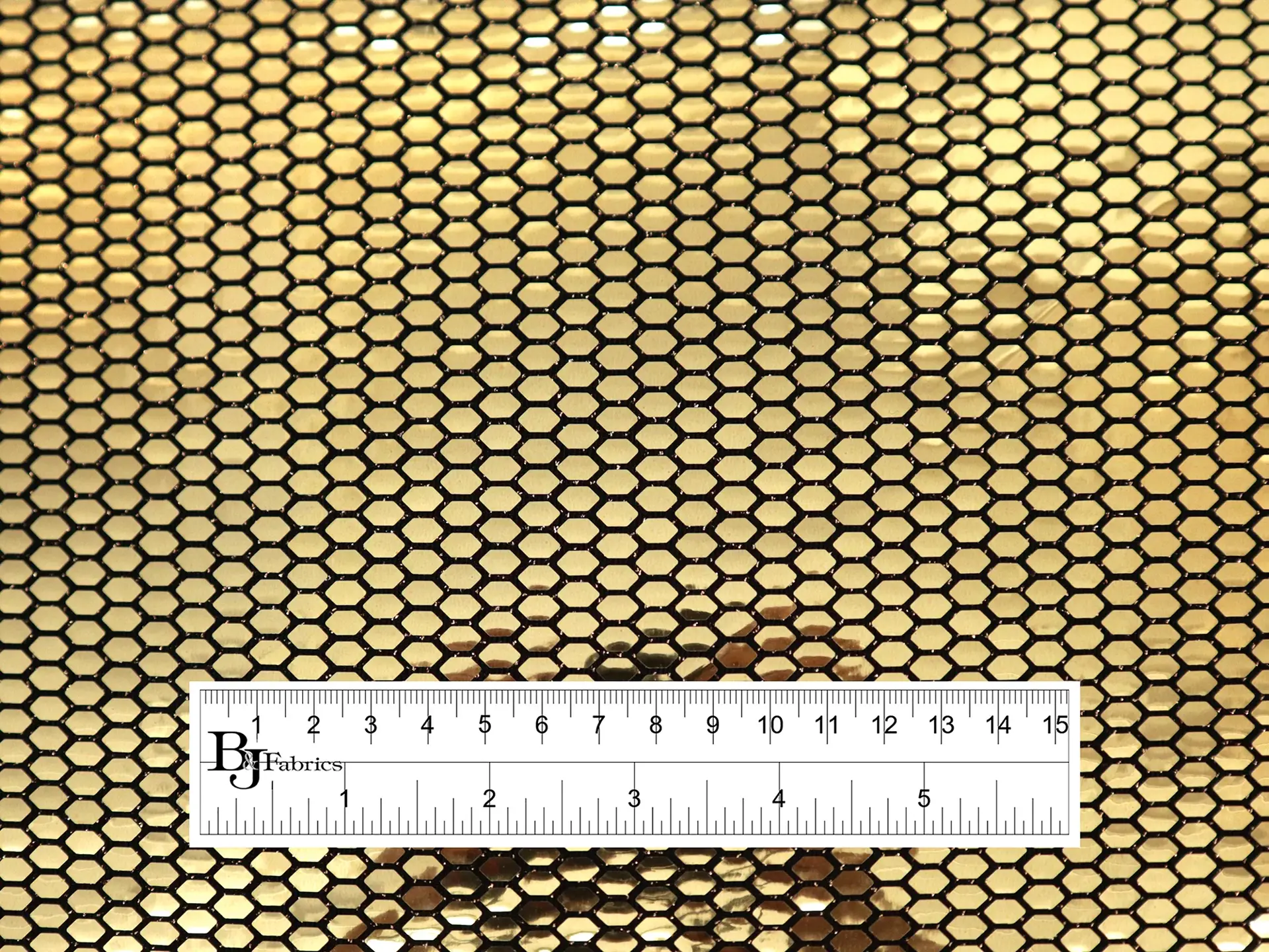 Metallic Gold Hexagons on Rayon Blend Jersey