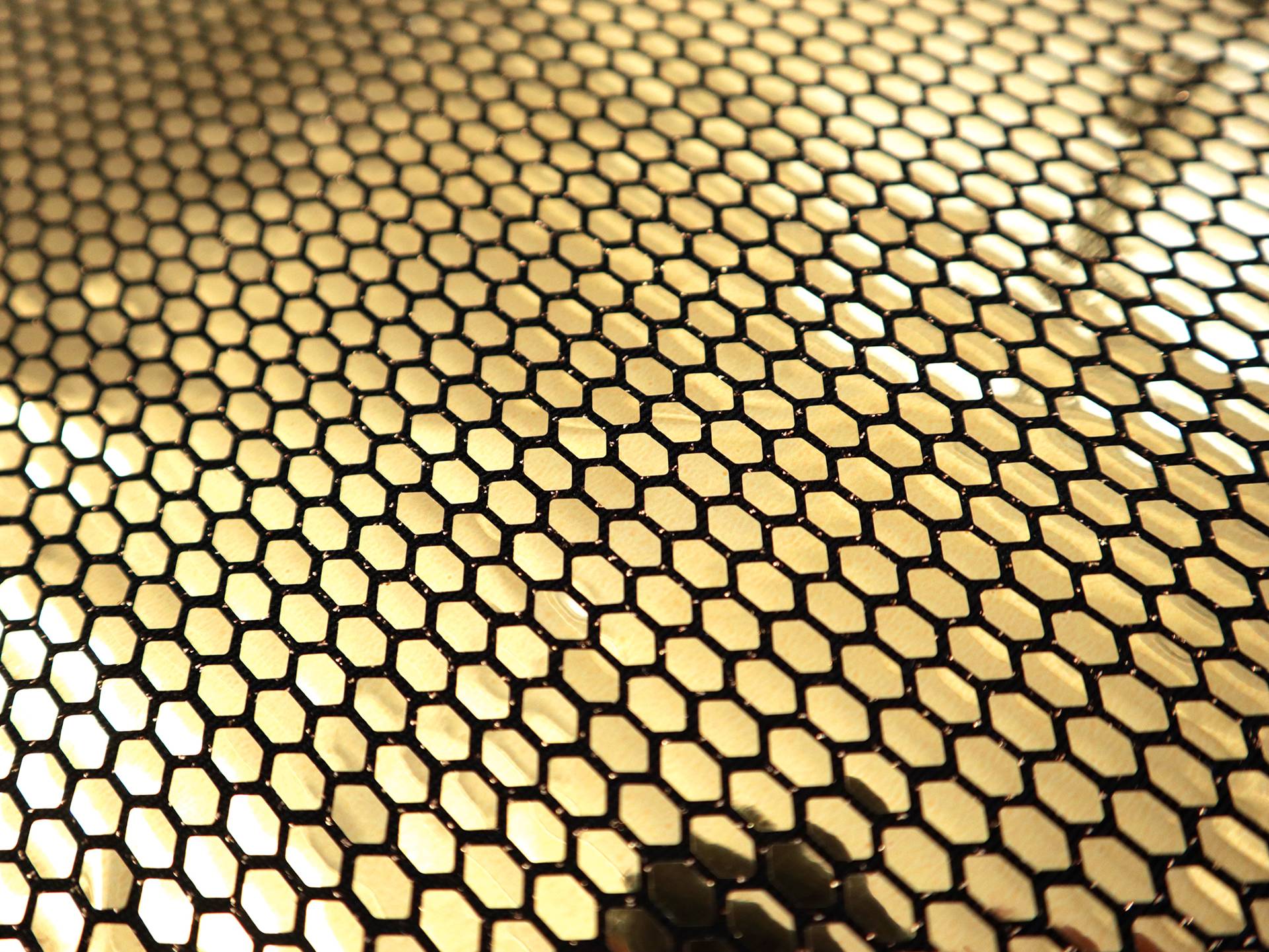 Metallic Gold Hexagons on Rayon Blend Jersey