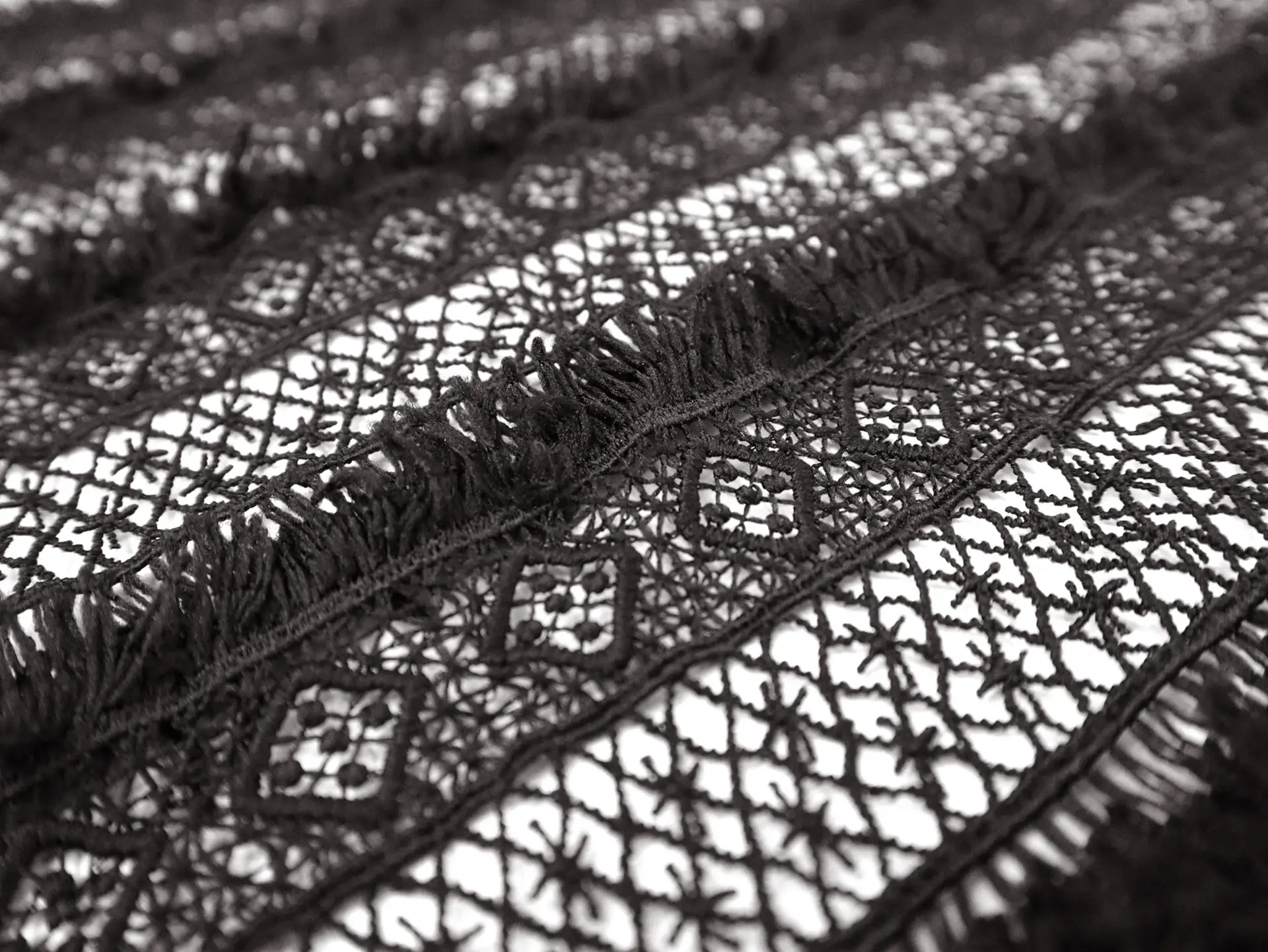 Black Guipure Lace with Fringe