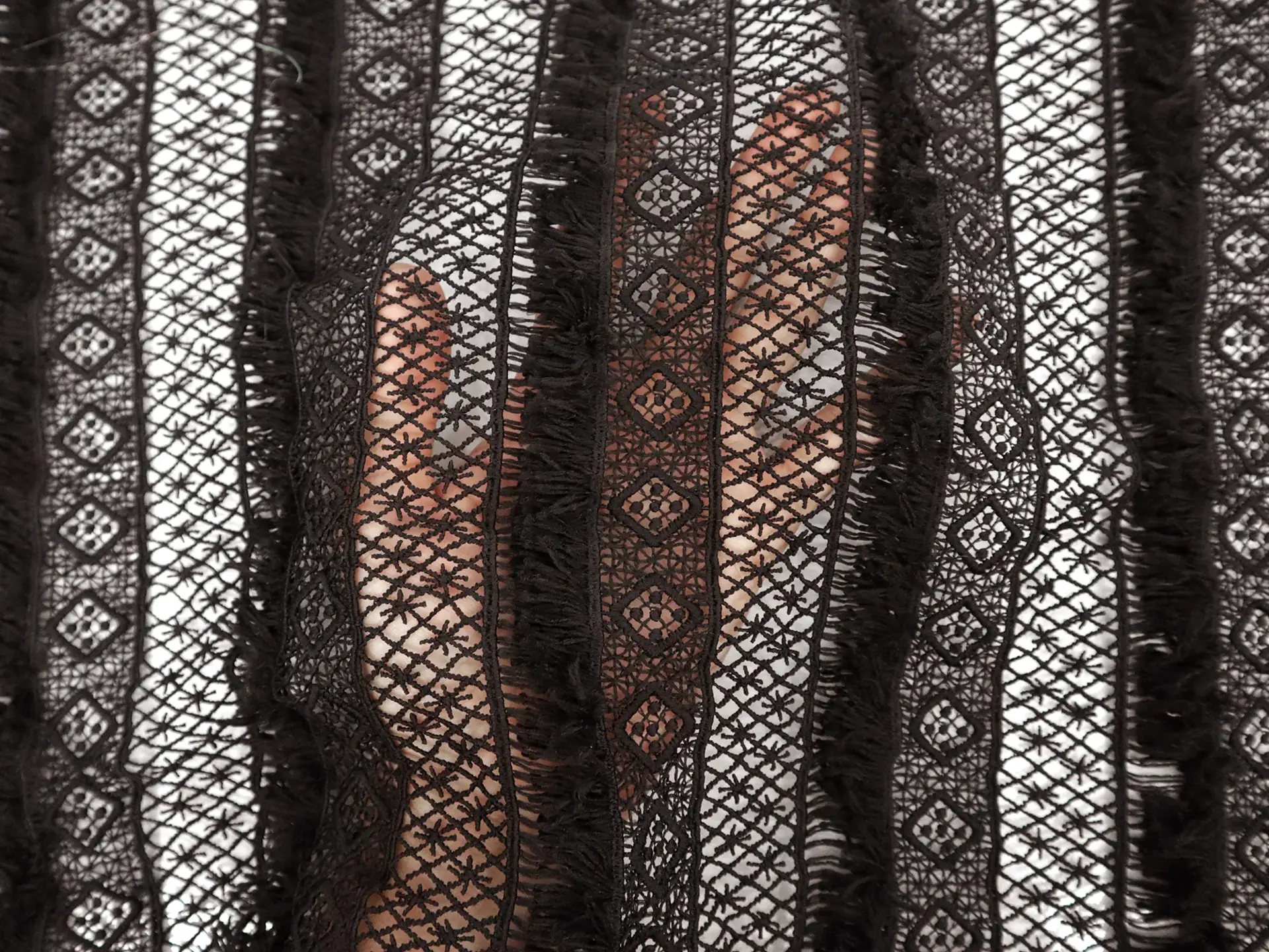 Black Guipure Lace with Fringe