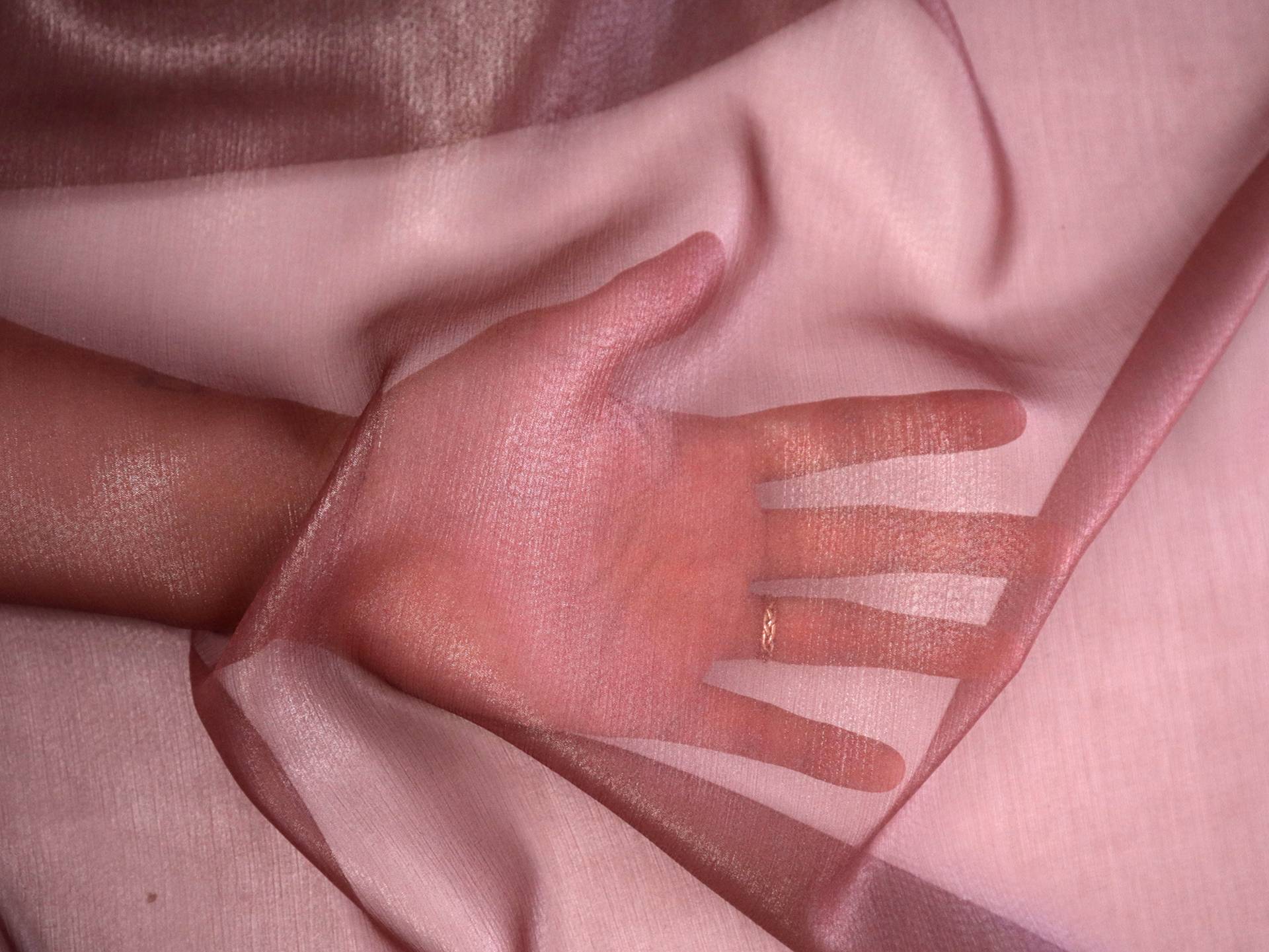 Metallic Coated Silk Chiffon in Wine