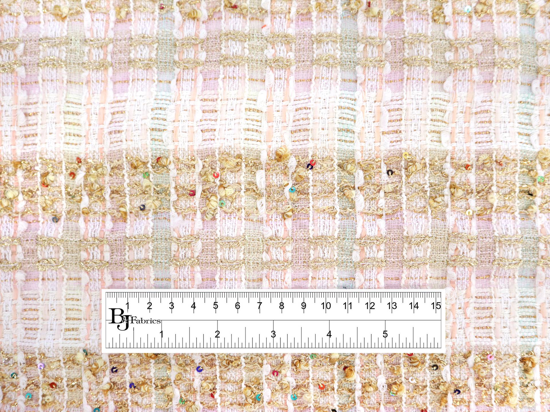 Couture Metallic Tweed in Multi Pastels & Gold