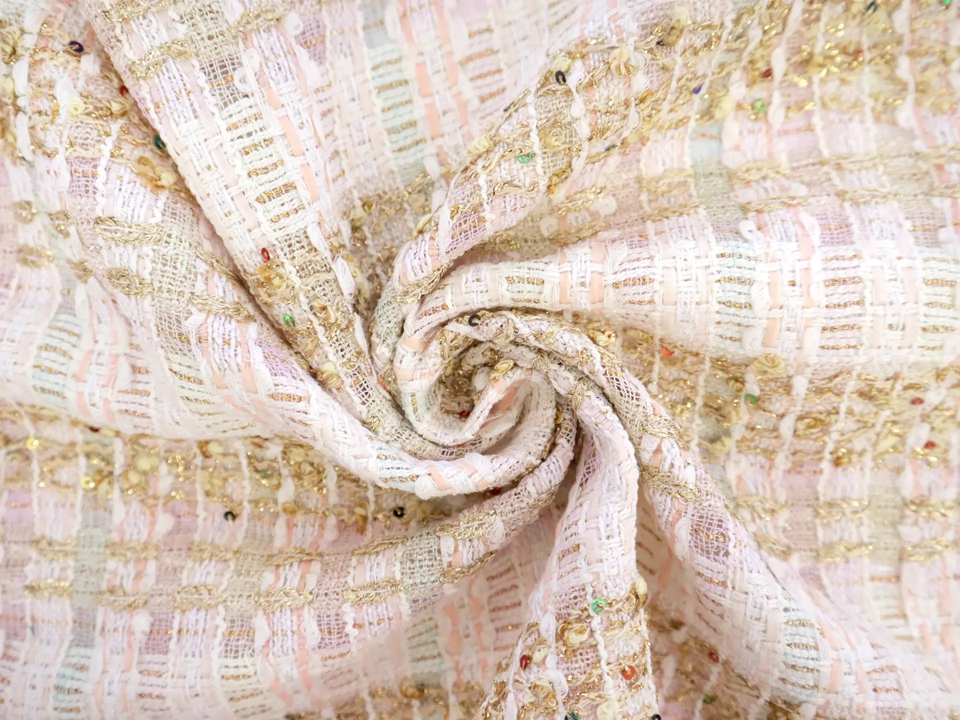 Couture Metallic Tweed in Multi Pastels & Gold