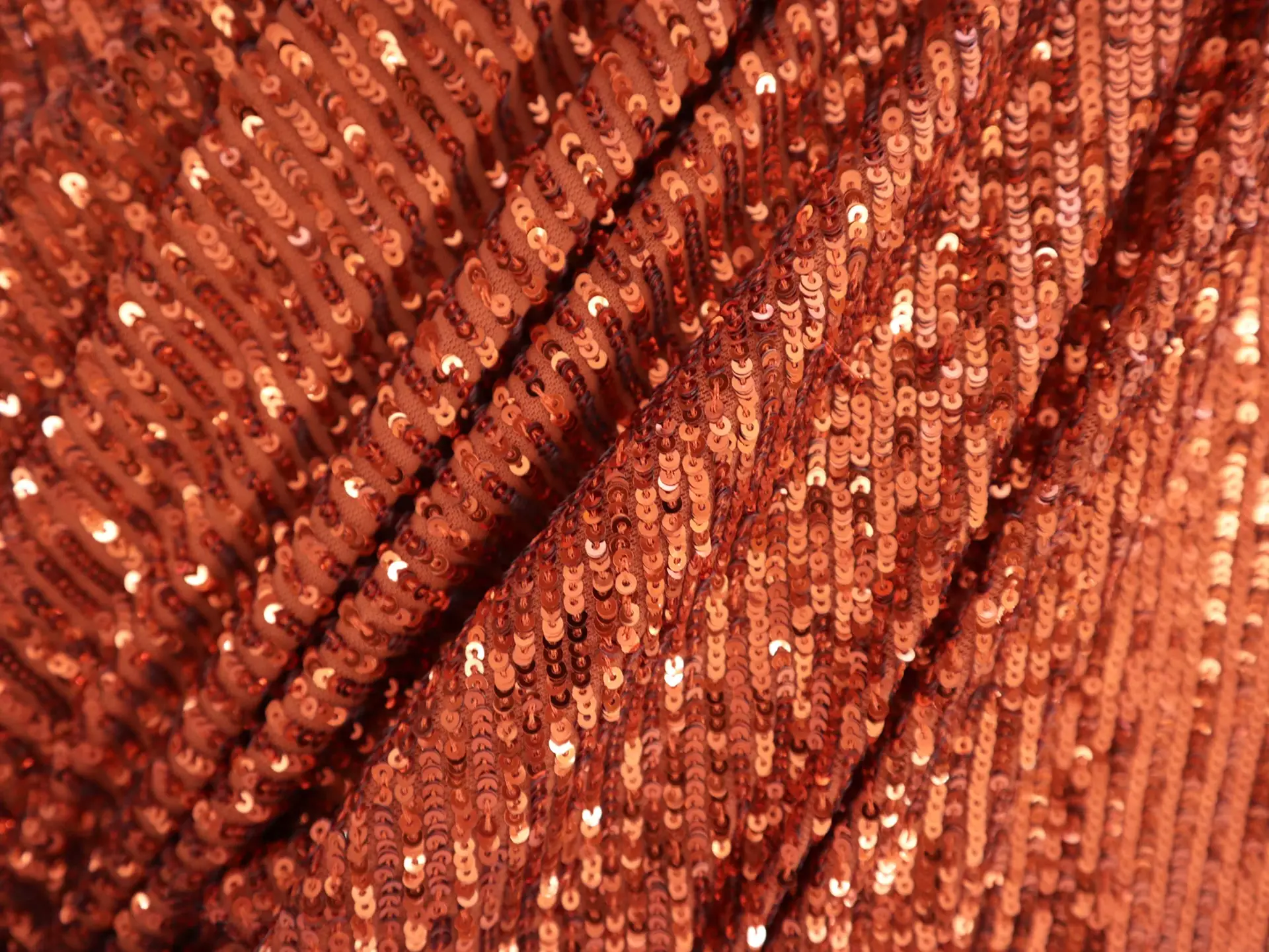 Mini Sequins on Stretch Tulle in TerraCotta