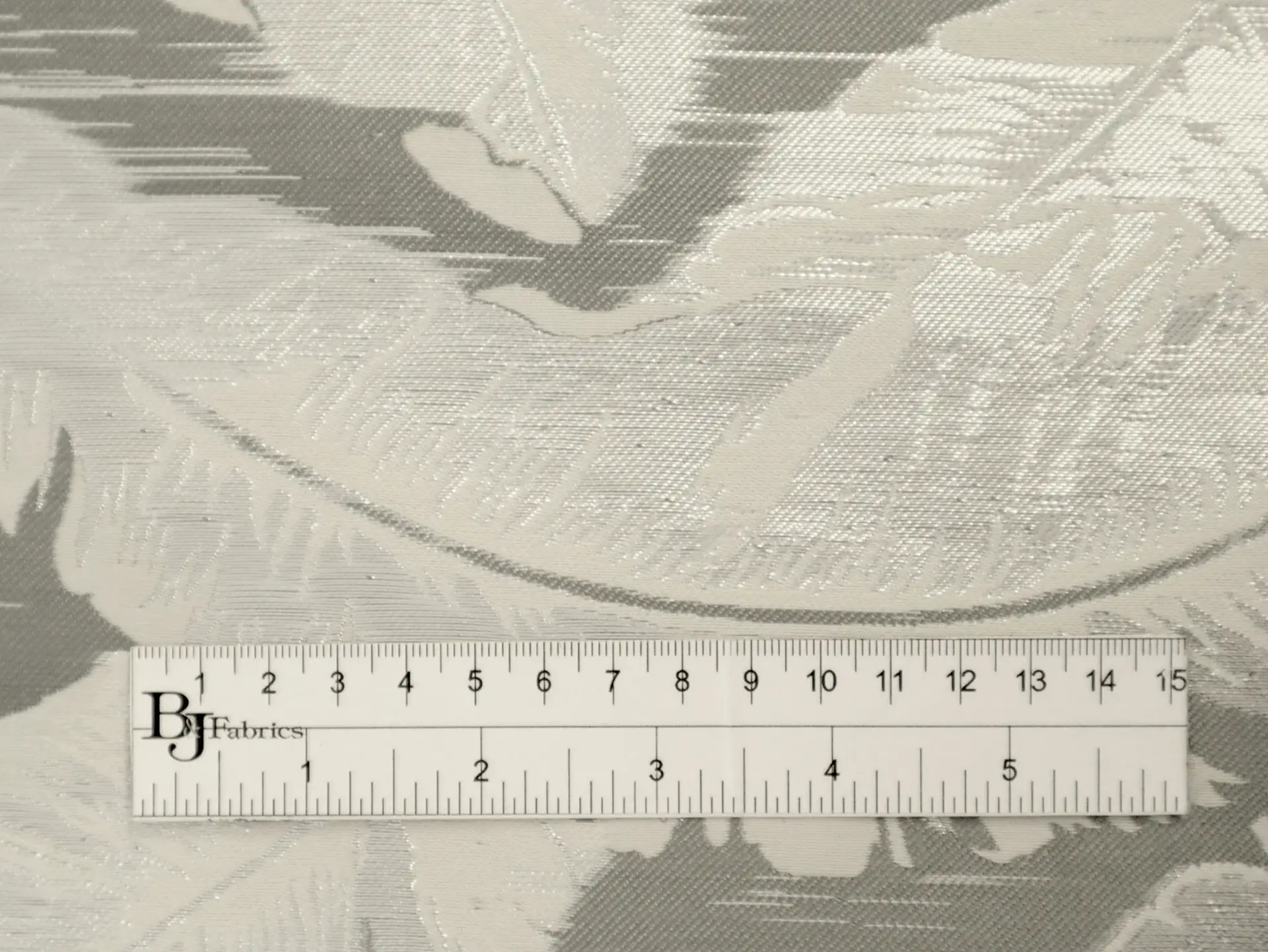 Metallic Jacquard with Feather Motif in Silver