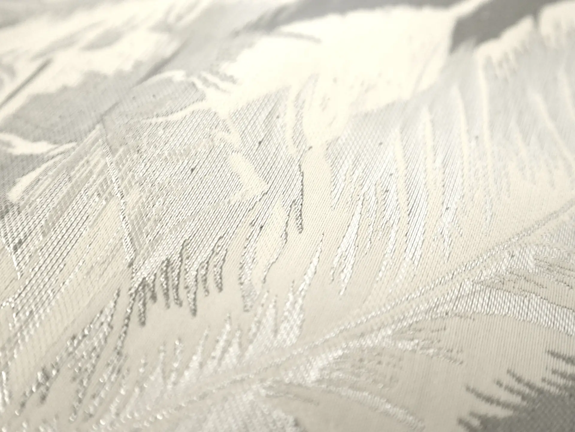 Metallic Jacquard with Feather Motif in Silver