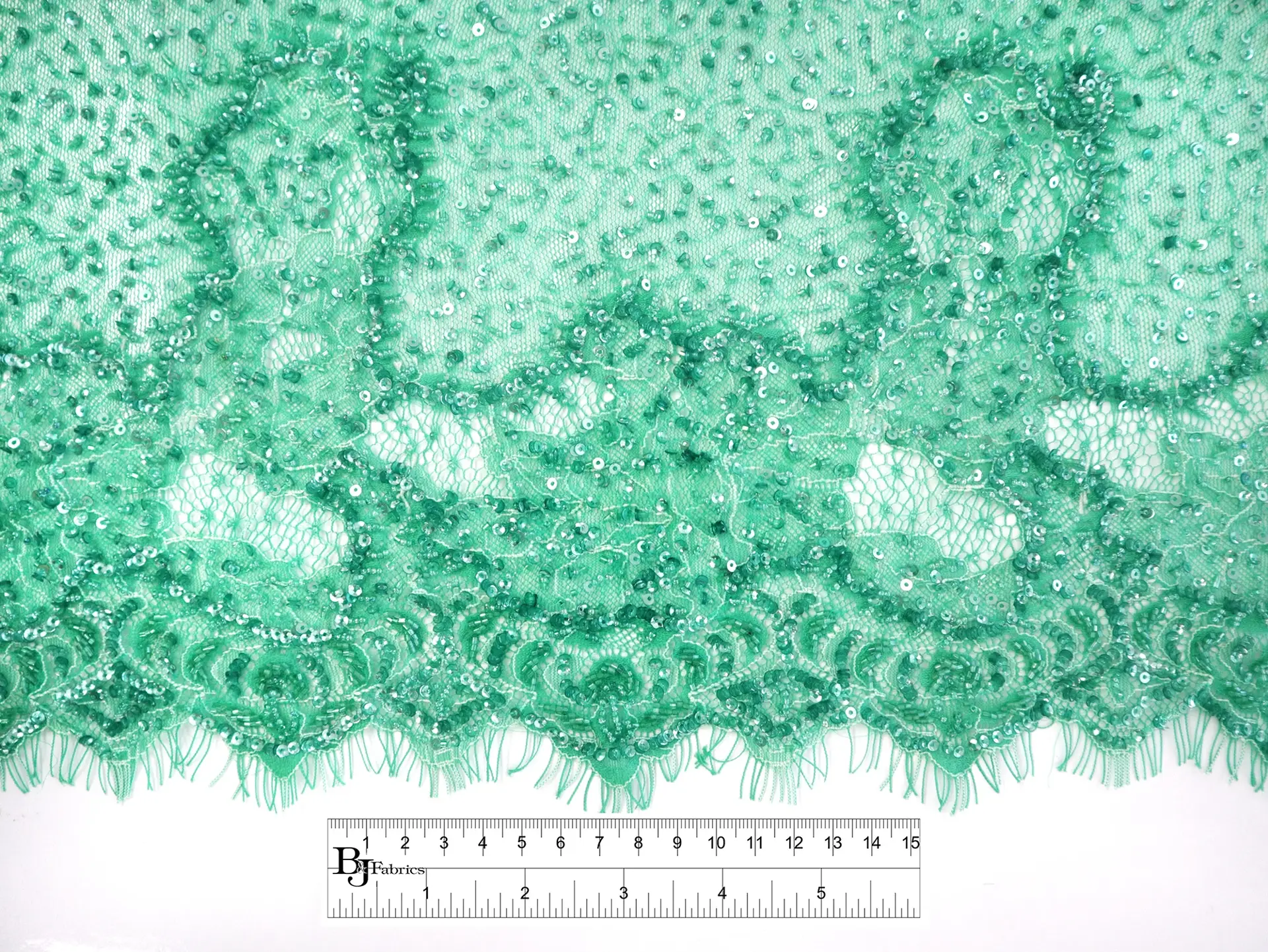 Beaded Chantilly Lace in Jade