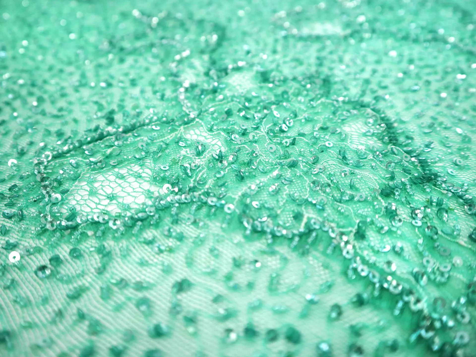 Beaded Chantilly Lace in Jade