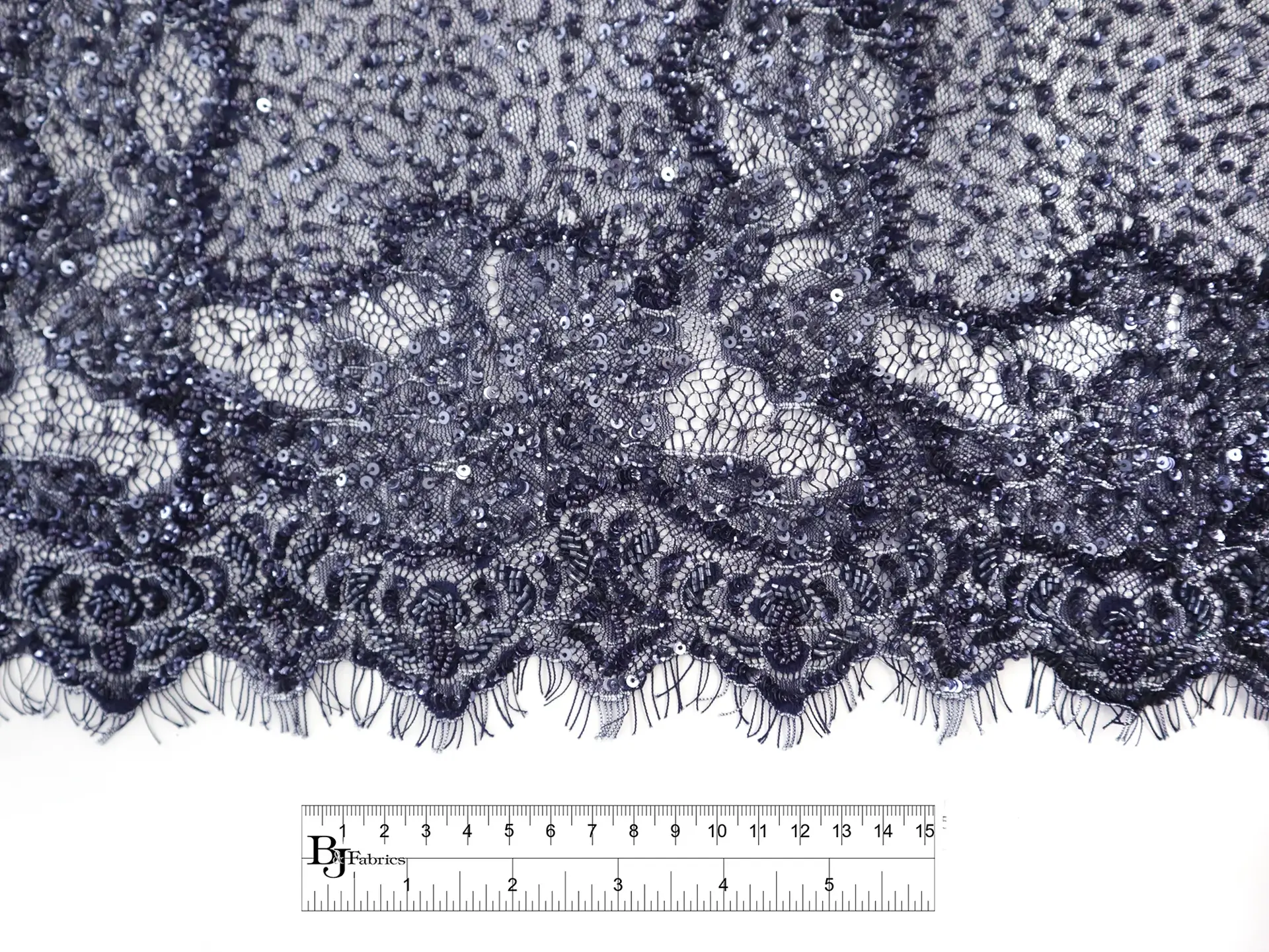 Beaded Chantilly Lace in Navy