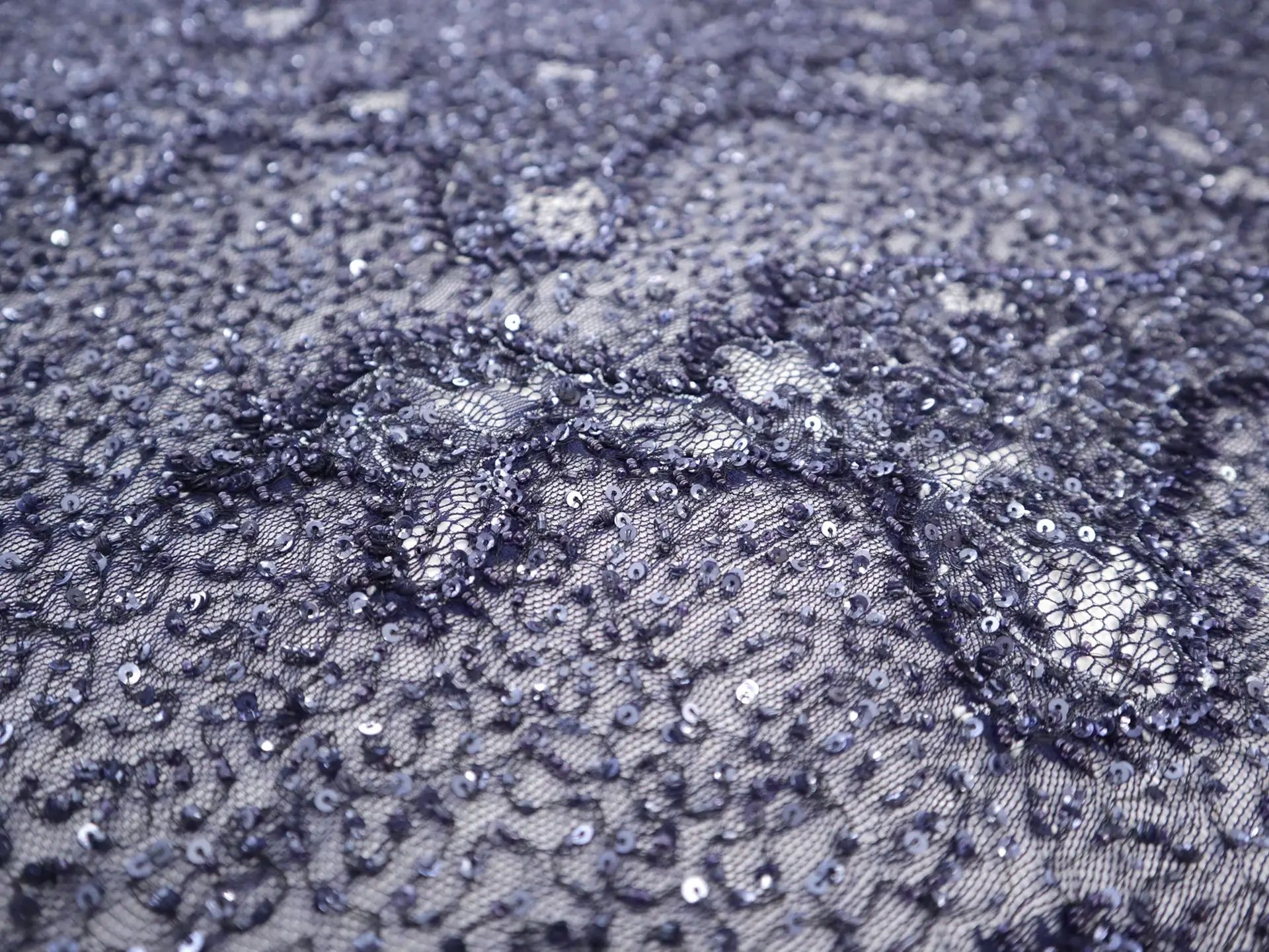 Beaded Chantilly Lace in Navy