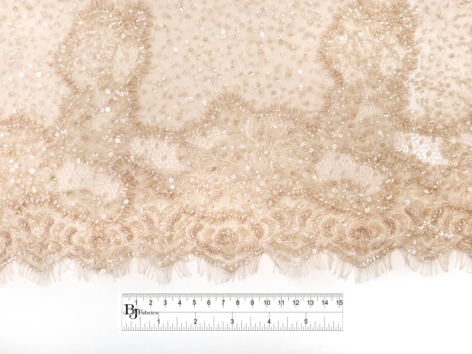 Beaded Chantilly Lace in Light Nude 
