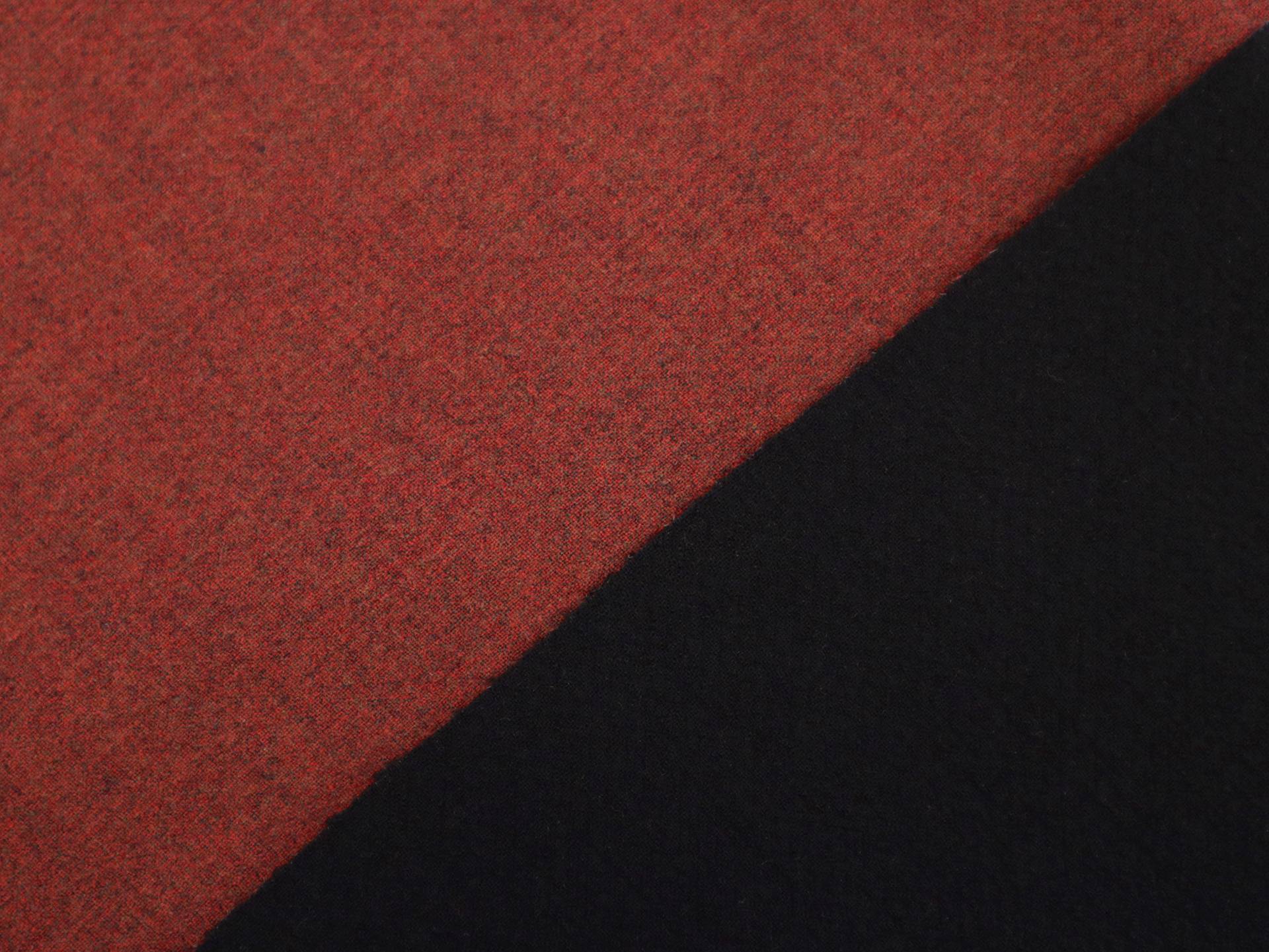 Wool Doubleface Crinkle in Red & Black
