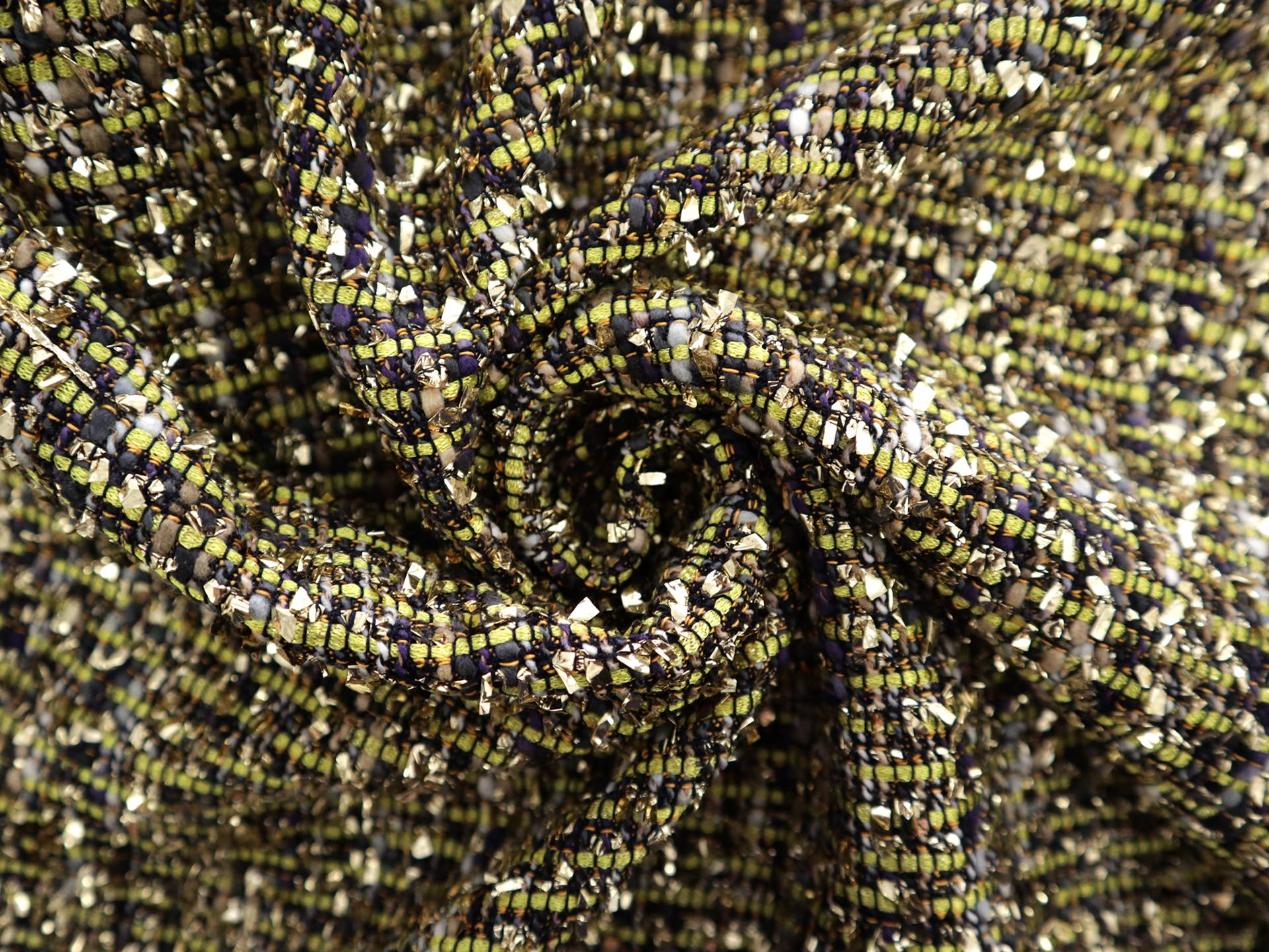 Metallic Tweed in Lime & Gold Multi