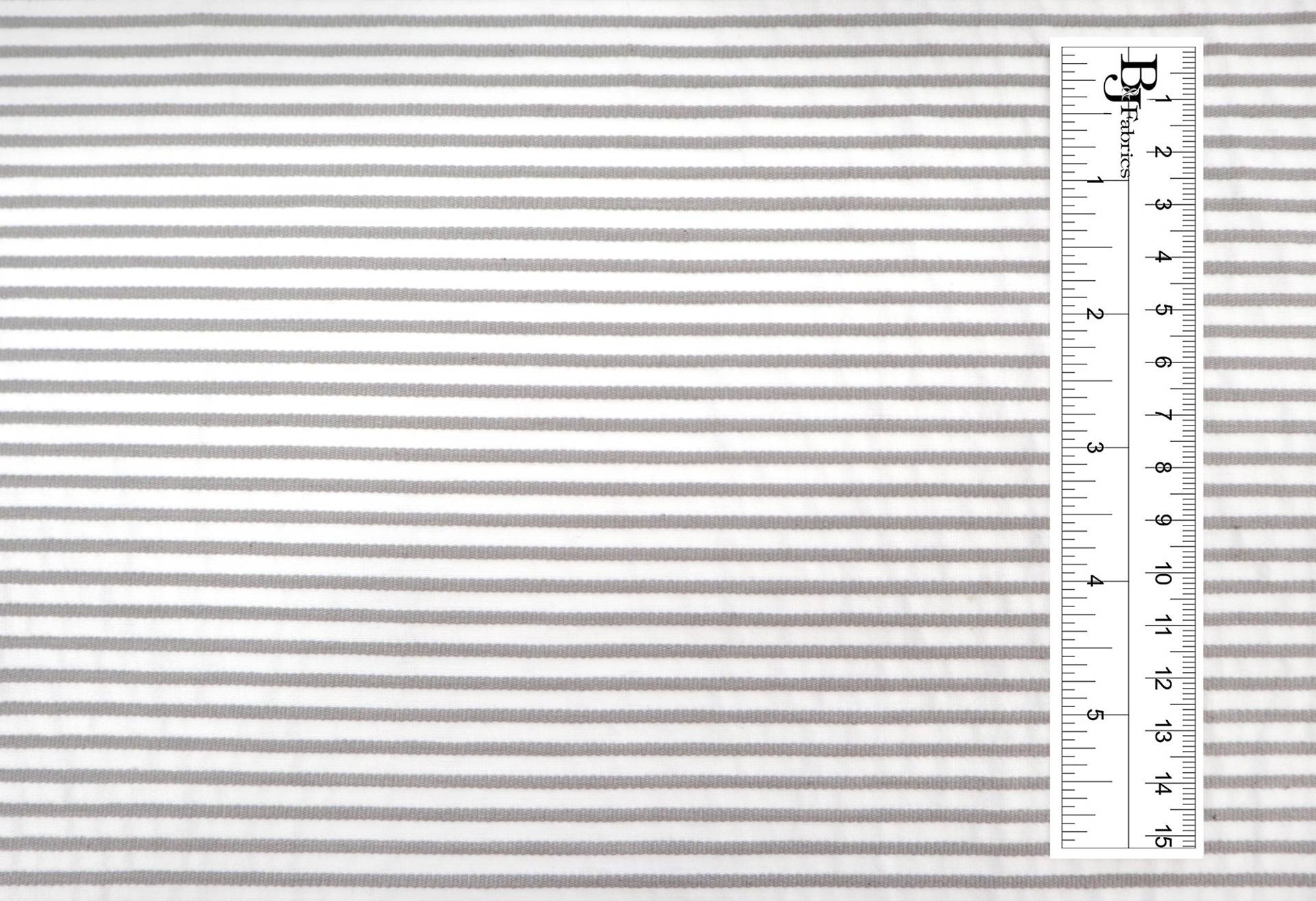 Stretch Cotton Seersucker  Stripe in Warm Grey 