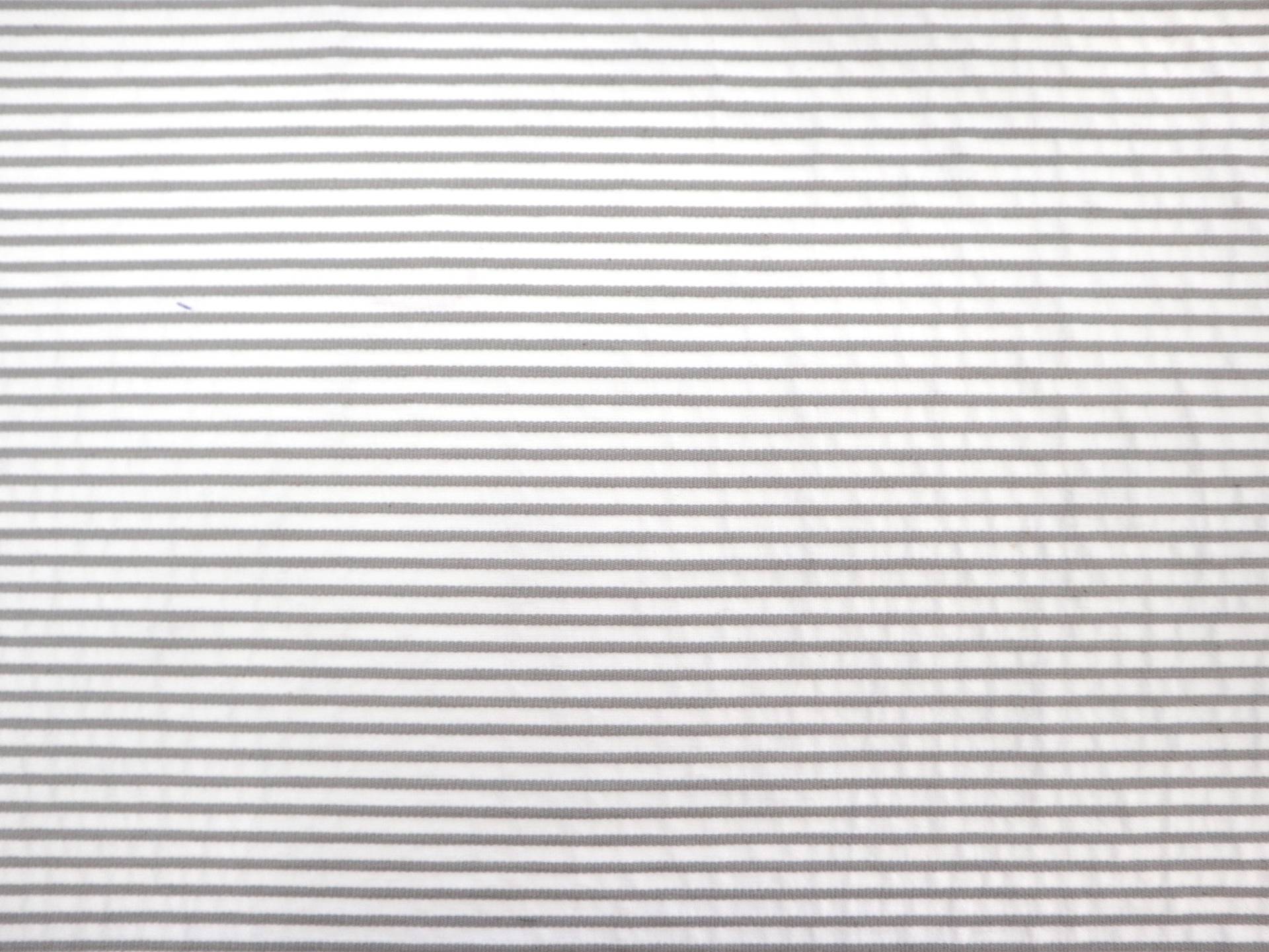 Stretch Cotton Seersucker  Stripe in Warm Grey 